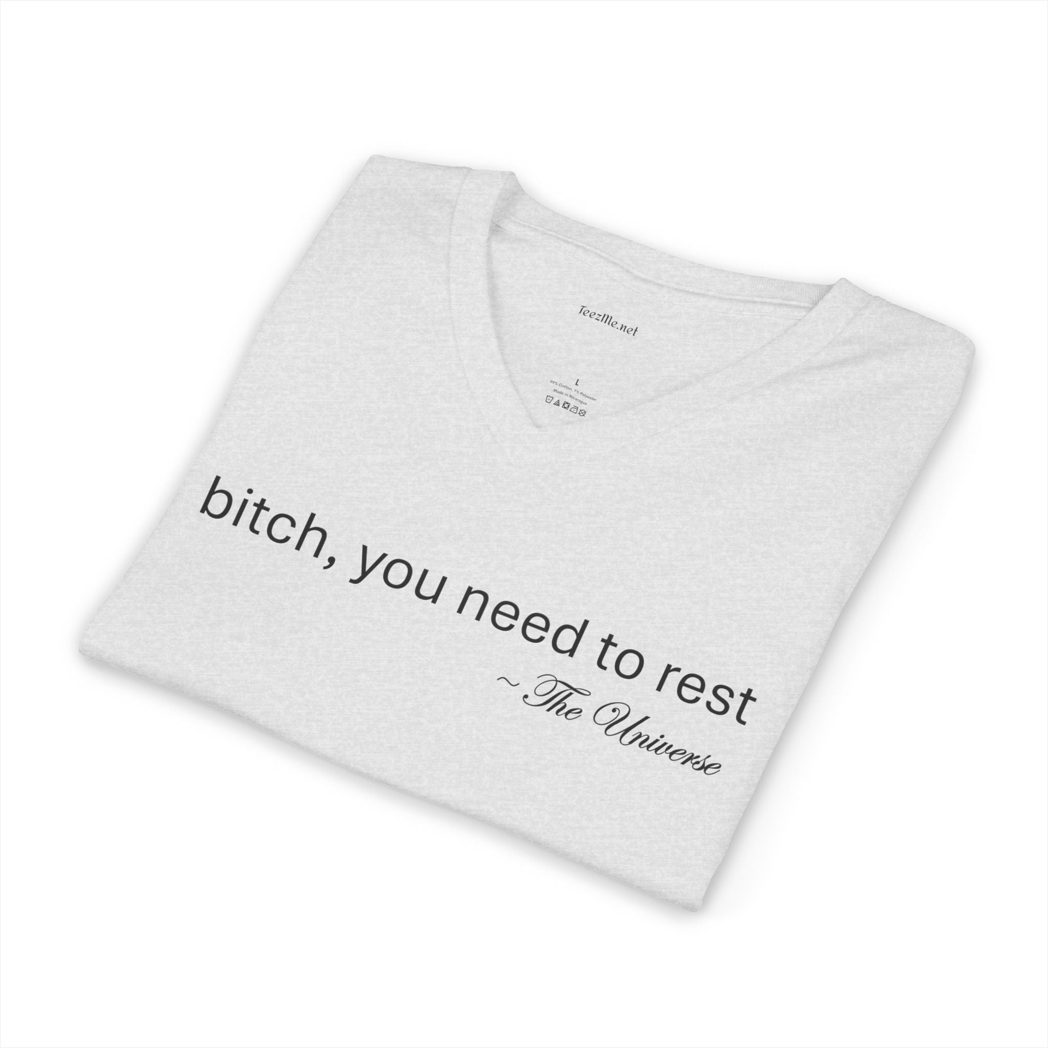 you need to rest (the Universe) (black text) Unisex Jersey Short Sleeve V-Neck Tee