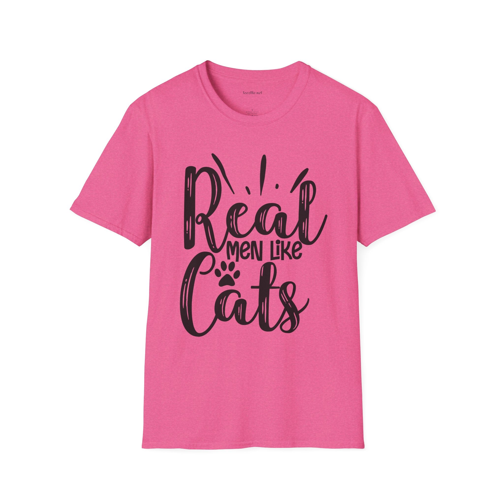 Real Men Like Cats Unisex Soft Style T-Shirt 100% Cotton Graphic