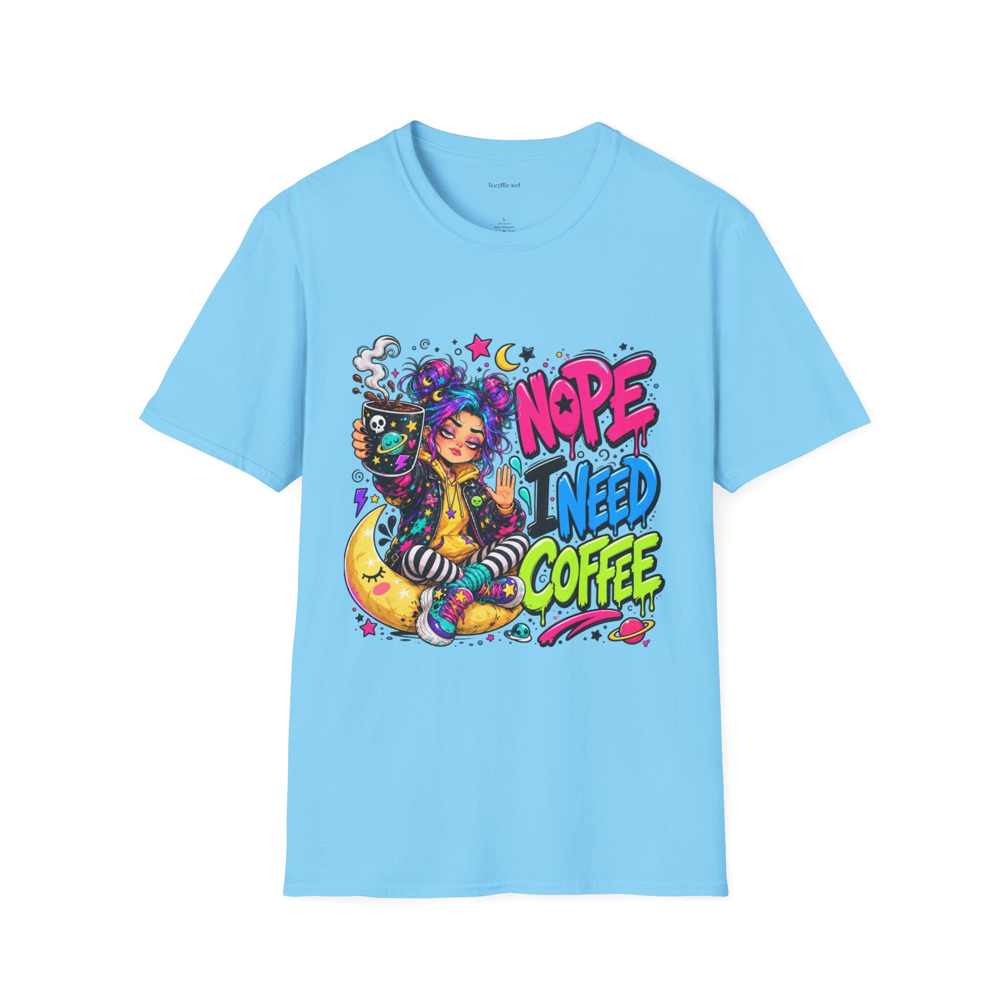 Nope I Need Coffee T‑Shirt — Colorful Coffee Lover Graphic Tee