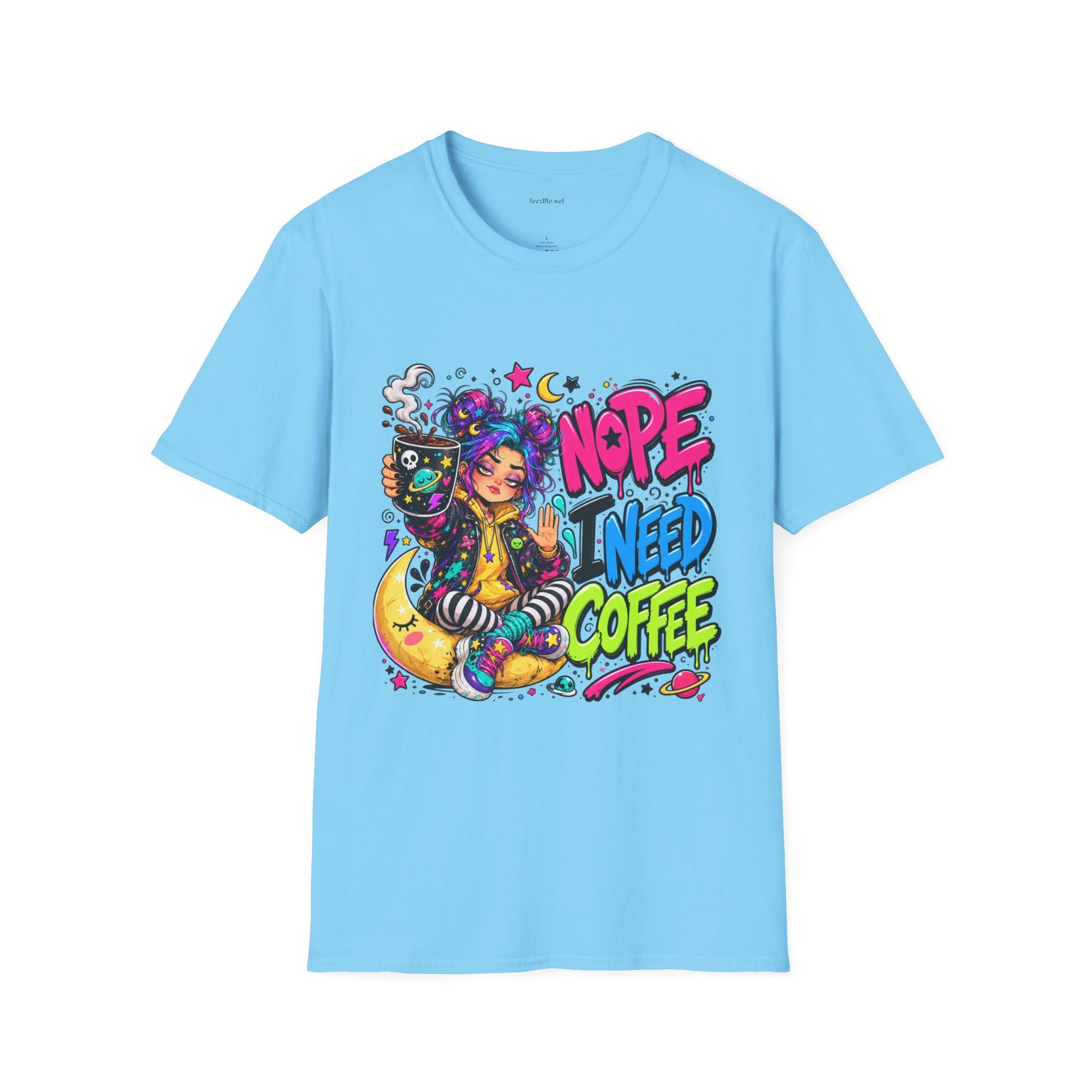 Nope I Need Coffee T‑Shirt — Colorful Coffee Lover Graphic Tee