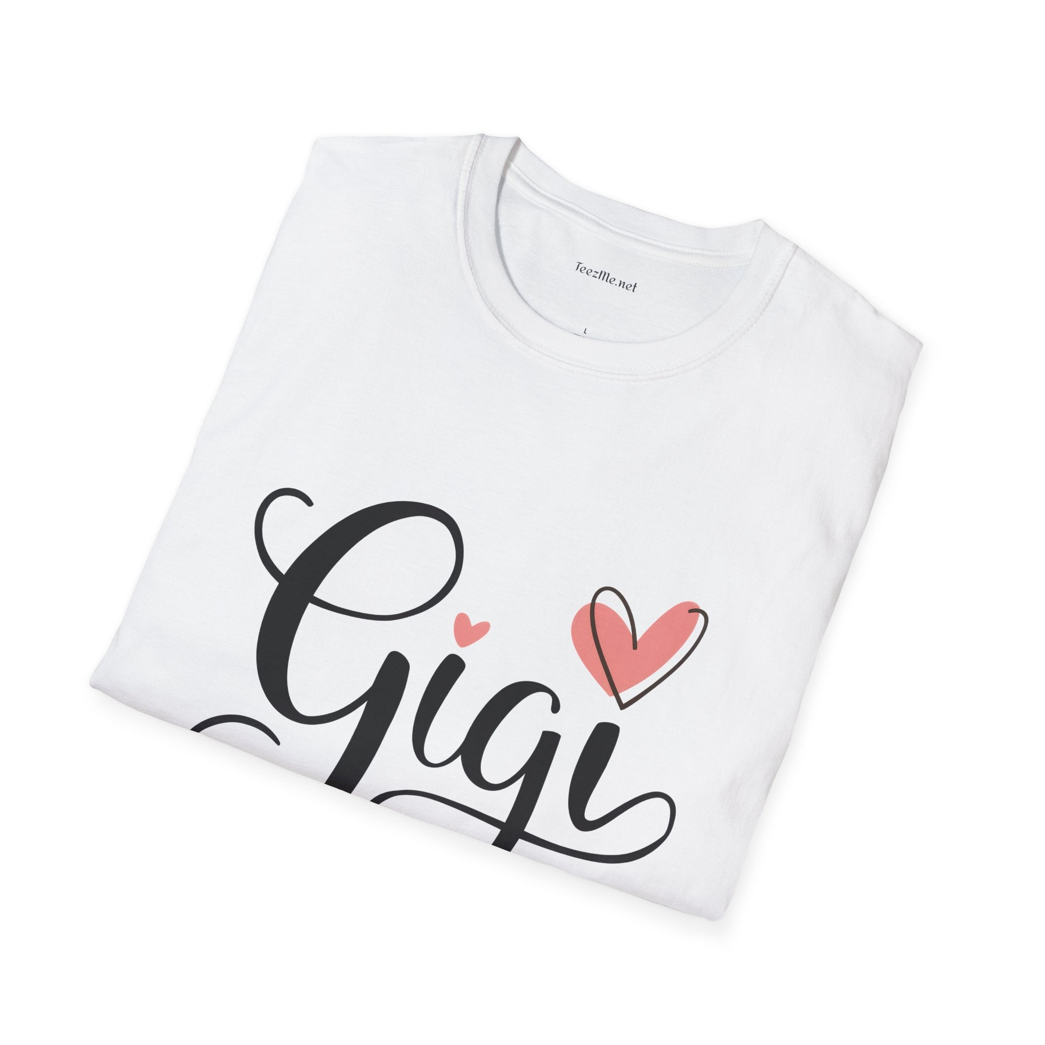 Gigi (pink heart) Unisex Soft Style T-Shirt 100% Cotton Graphic