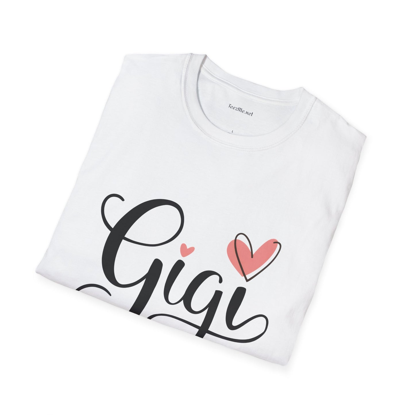 Gigi (pink heart) Unisex Soft Style T-Shirt 100% Cotton Graphic