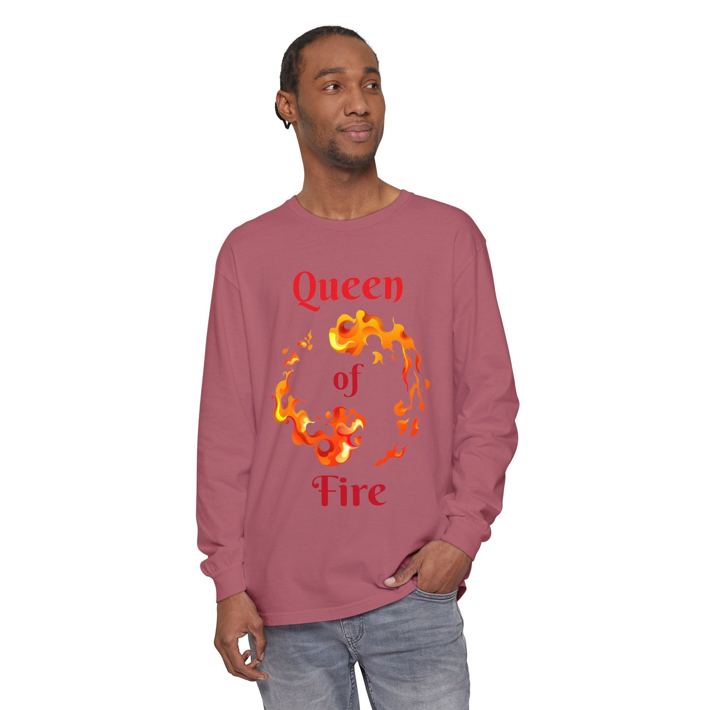 Queen of Fire - Unisex Garment-dyed Long Sleeve T-Shirt