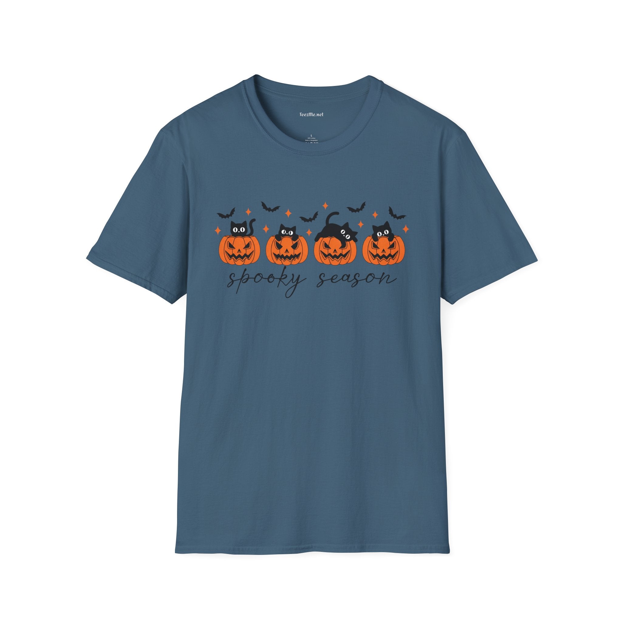 Spooky Season with Cats Unisex Softstyle T-Shirt 100% Cotton