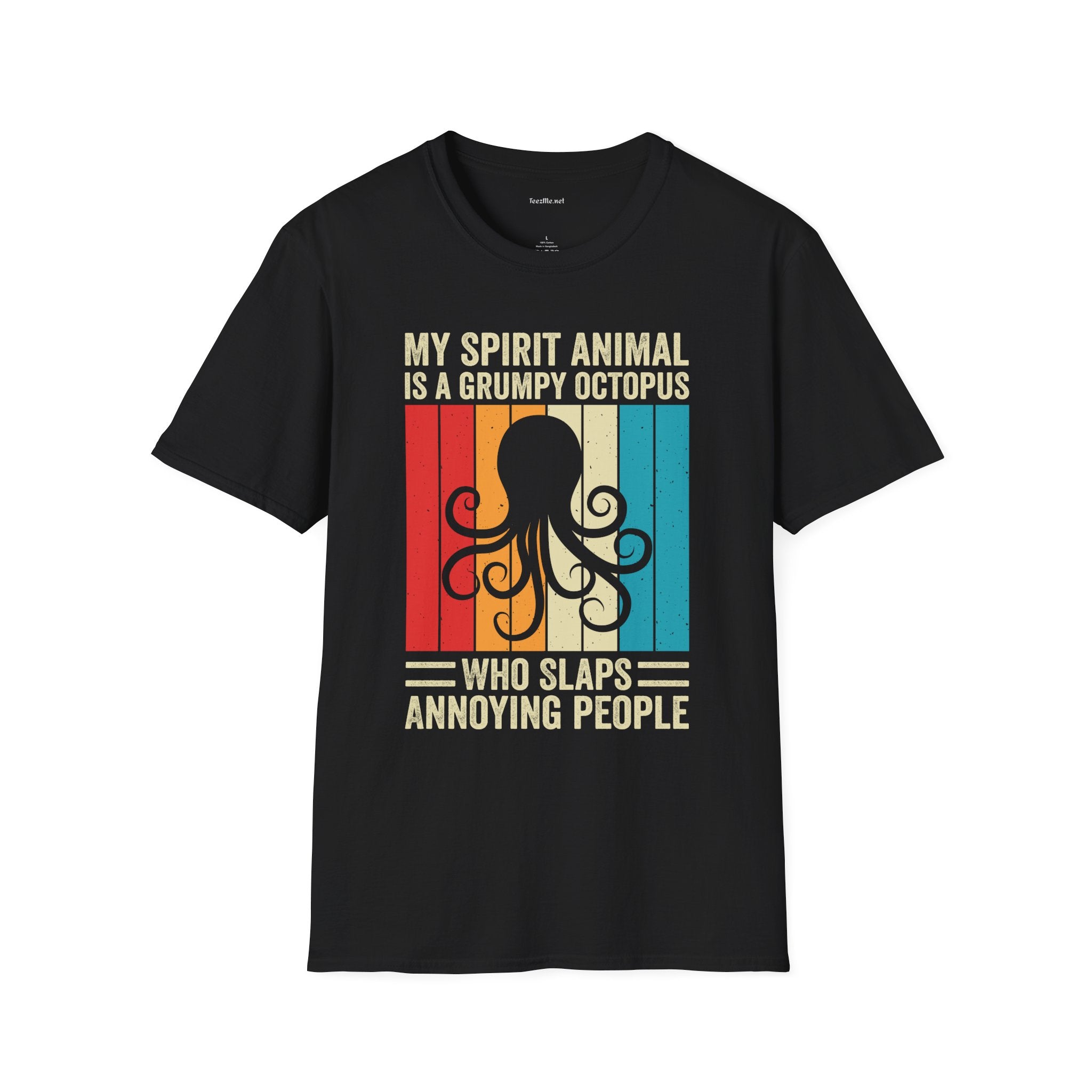 Grumpy Octopus Spirit Animal Unisex Softstyle T-Shirt 100% Cotton Graphic