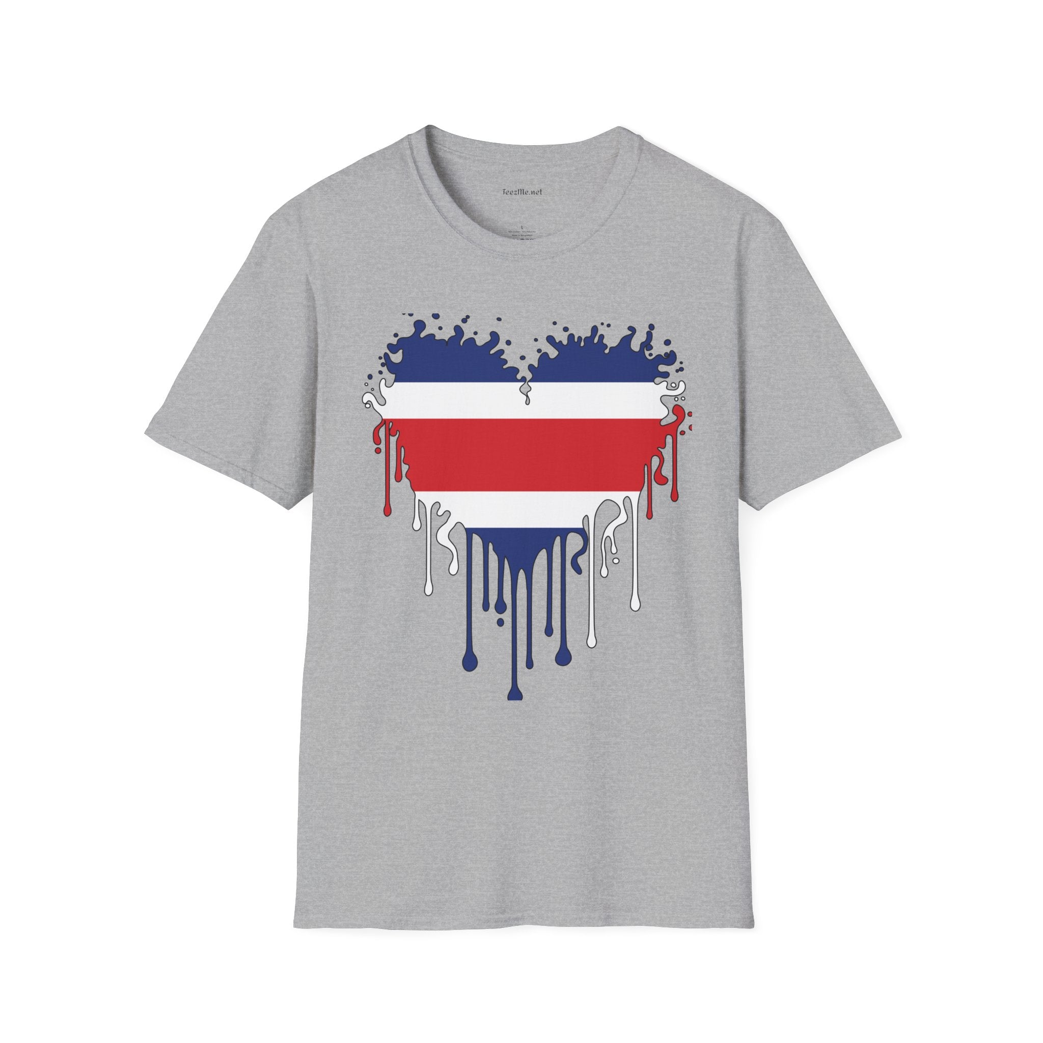 Costa Rica Dripping Heart Unisex Softstyle T-Shirt 100% Cotton