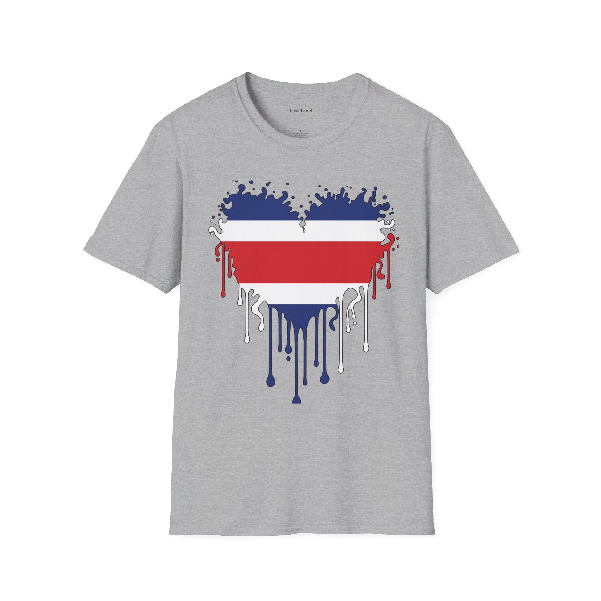 Costa Rica Dripping Heart Unisex Softstyle T-Shirt 100% Cotton