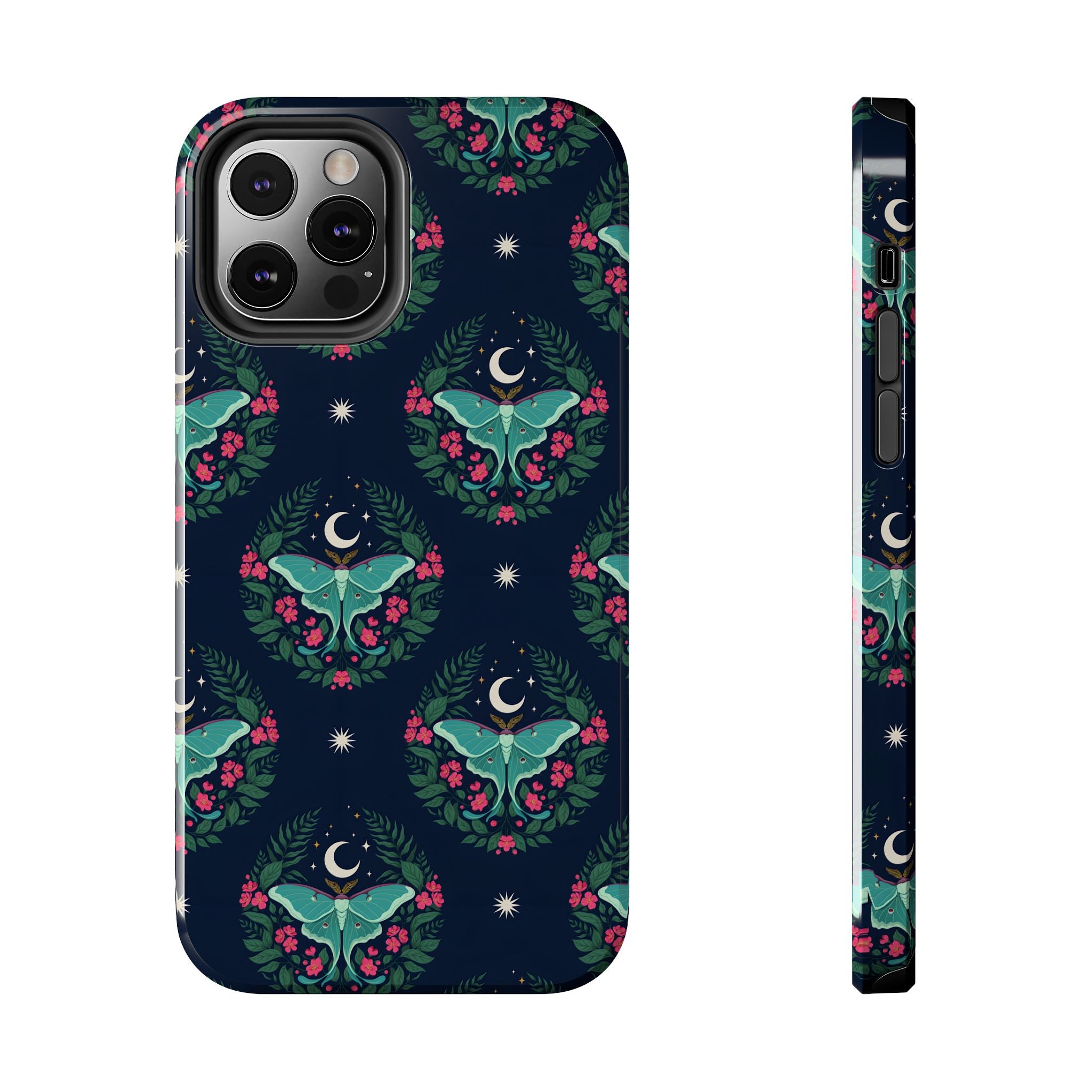 Moon Moth Tough Phone Case — Botanical Nightscape Protective Cover