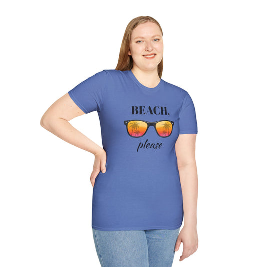 Beach please - Unisex Softstyle T-Shirt 100% Cotton Graphic