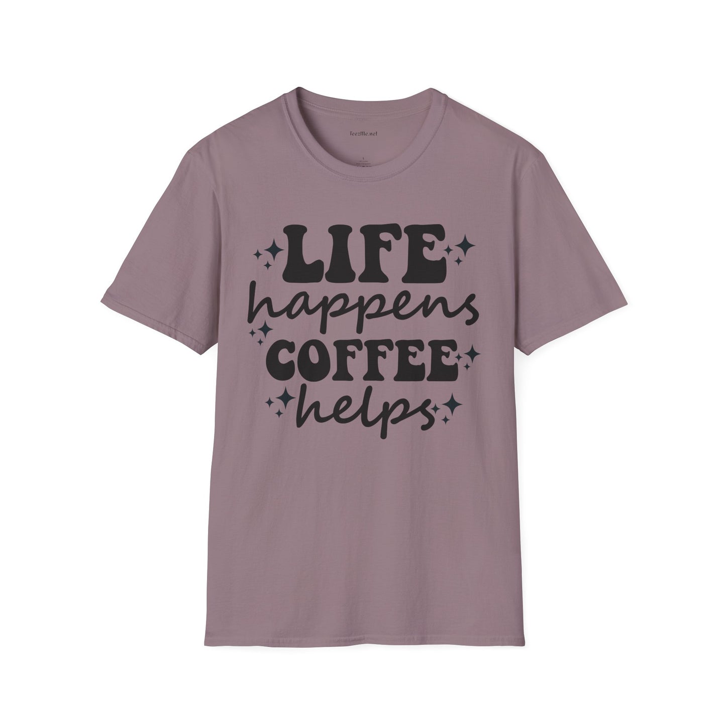Life Happens Coffee Helps 01 Unisex Softstyle T-Shirt 100% Cotton