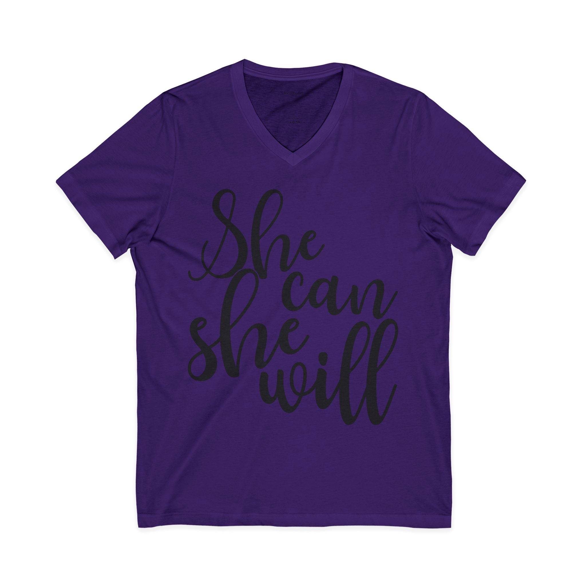 She Can She Will Unisex Jersey Short Sleeve V-Neck Tee