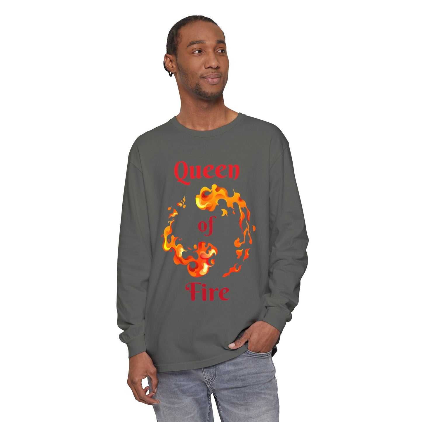 Queen of Fire - Unisex Garment-dyed Long Sleeve T-Shirt