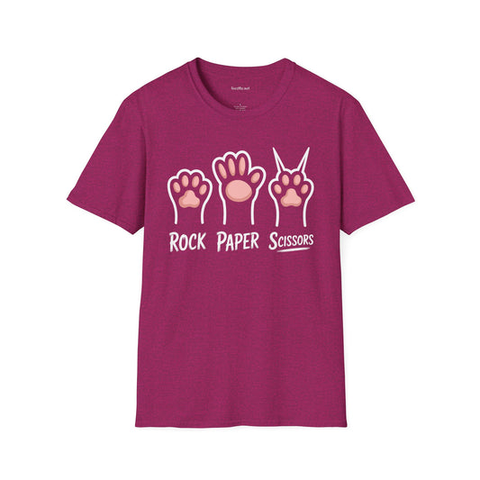 Rock Paper Scissors Cat Unisex Softstyle T-Shirt 100% Cotton Graphic