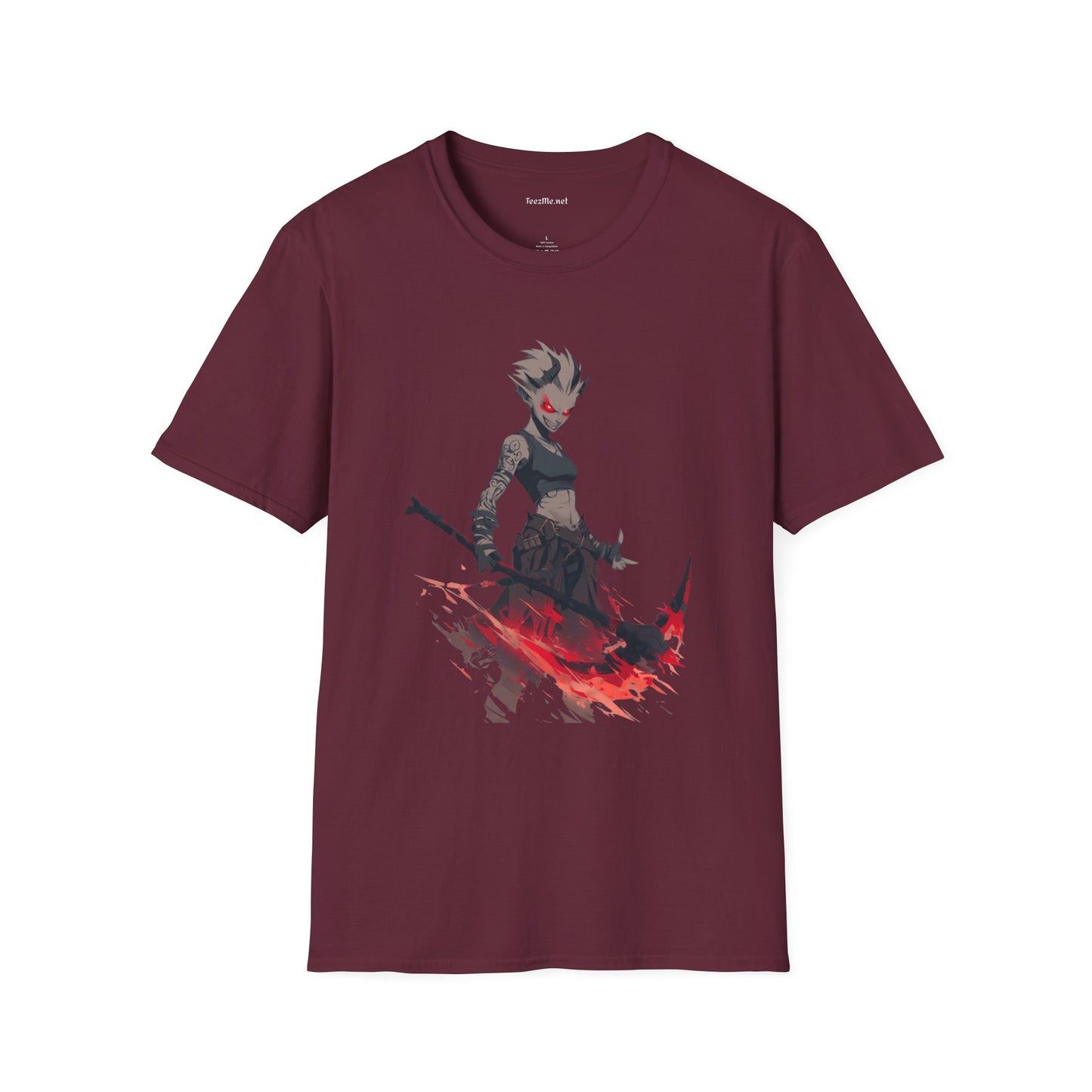 Anime Demon Girl Unisex Softstyle T-Shirt 100% Cotton Graphic