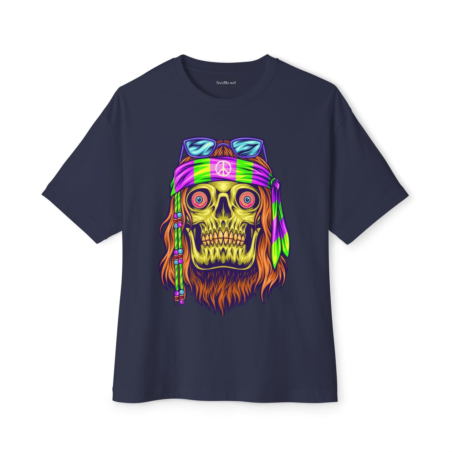 Psychedelic Hippie Skull Unisex Oversized Boxy Tee