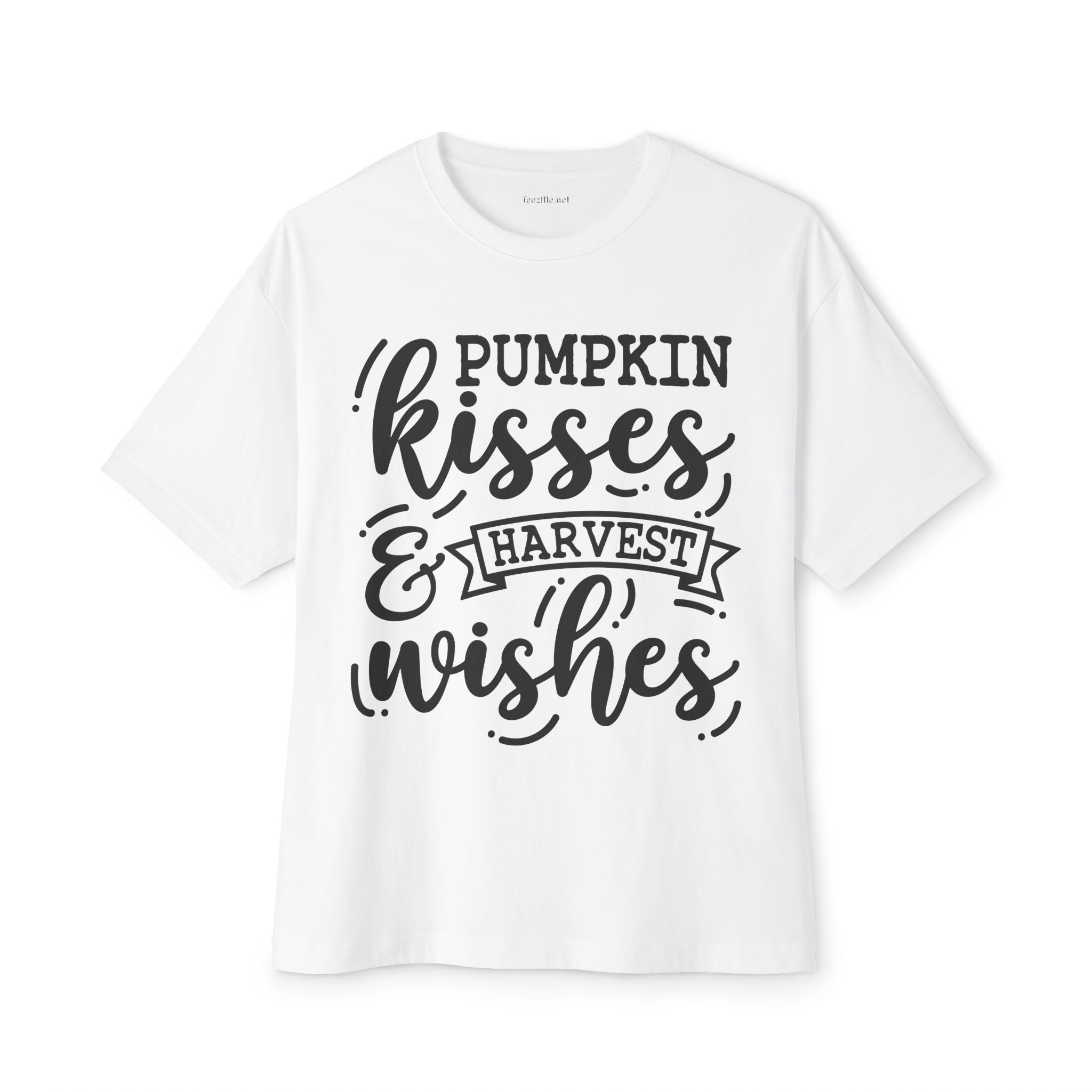 Pumpkin Kisses and Harvest Wishes Unisex Oversized Boxy Tee
