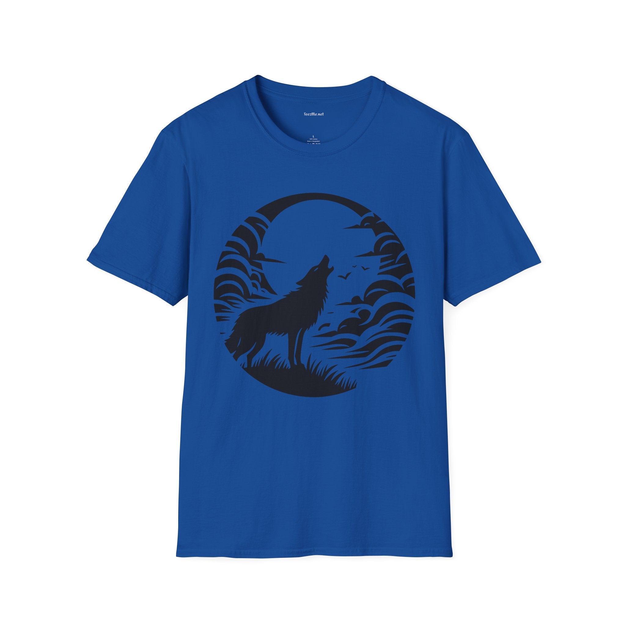 Wolf Howling Moon - Unisex Softstyle T-Shirt 100% Cotton Graphic
