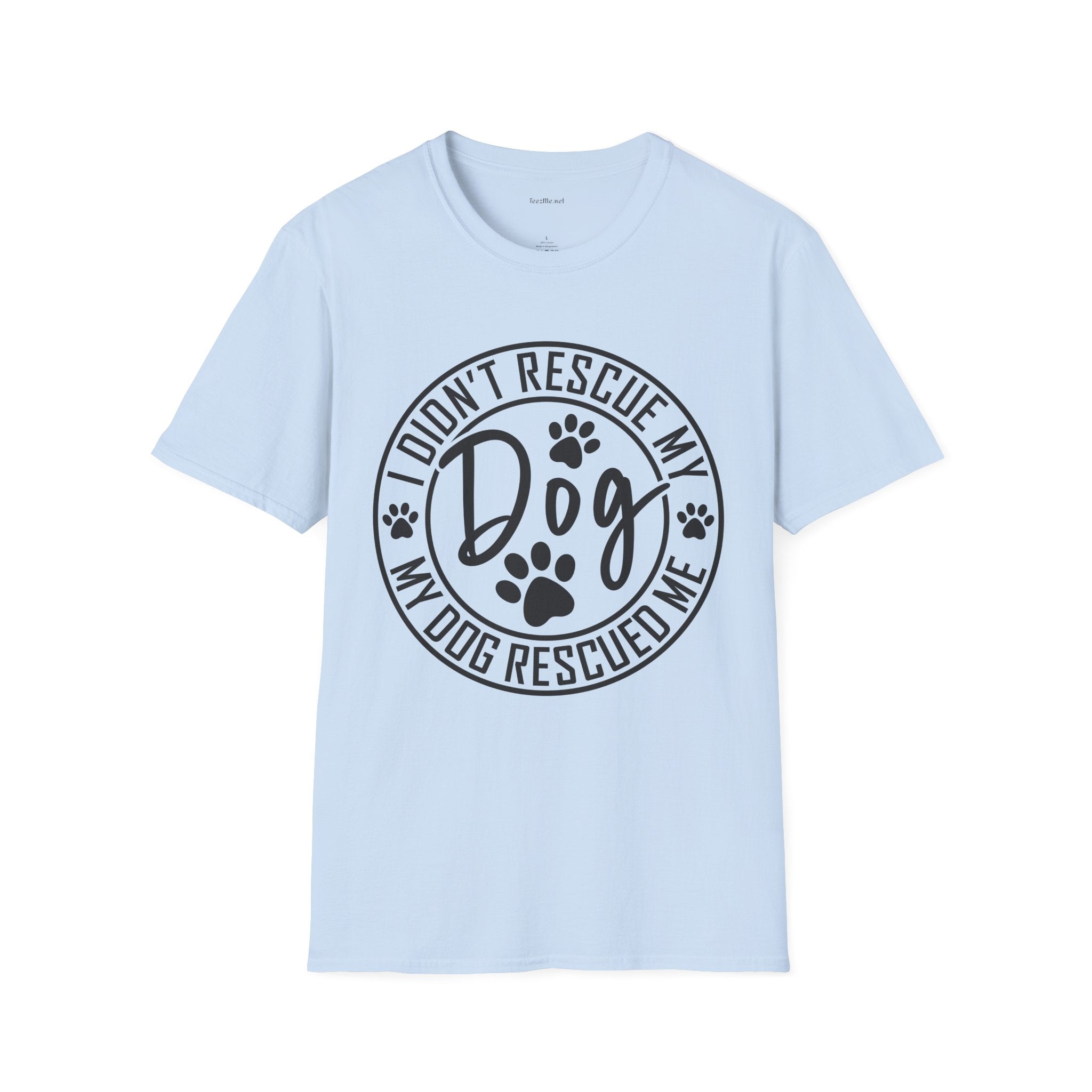 Rescue Dog T-Shirt – "I Didn't Rescue My Dog, My Dog Rescued Me" Paw Print Tee