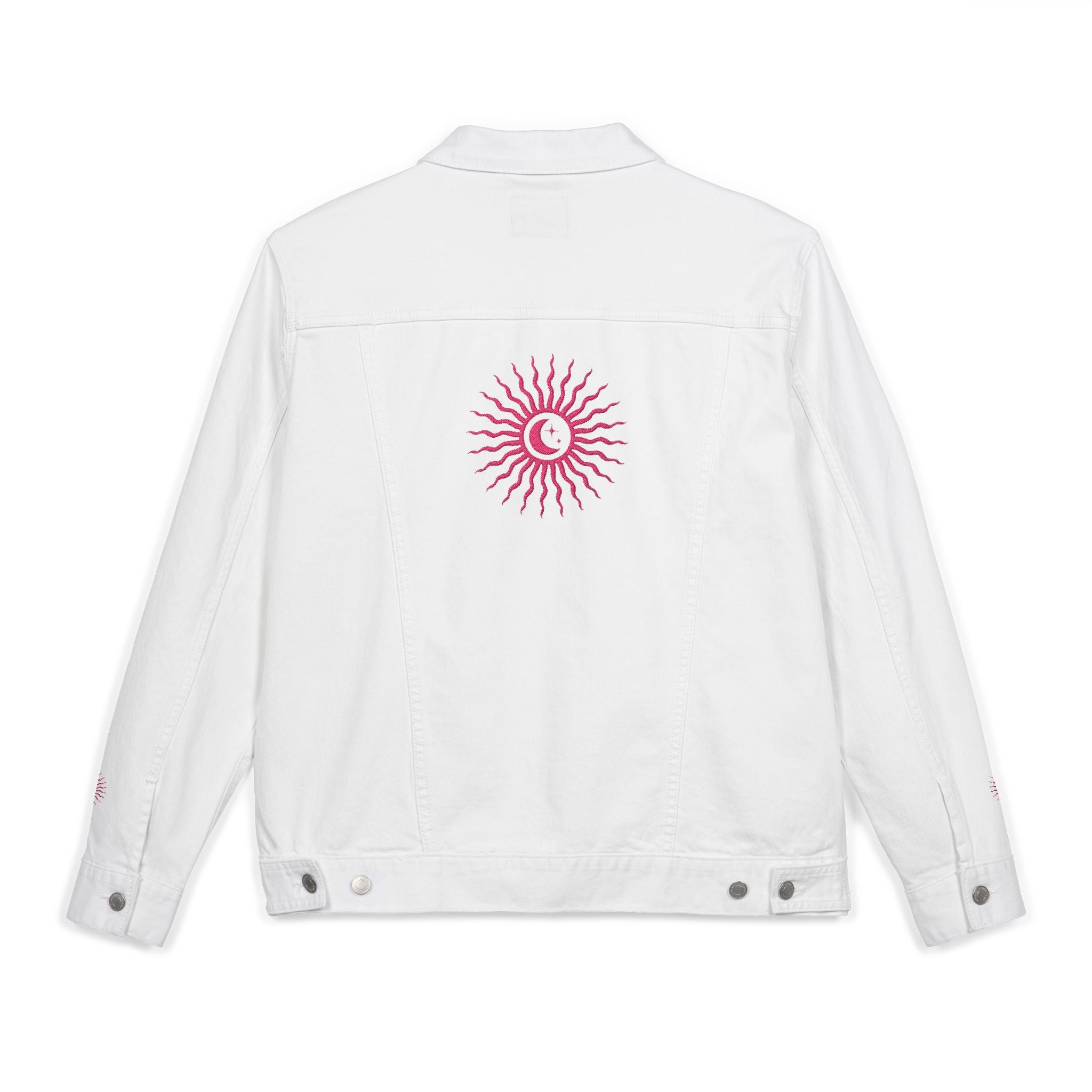 Sun and Moon Pink Unisex Denim Jacket (Embroidery)