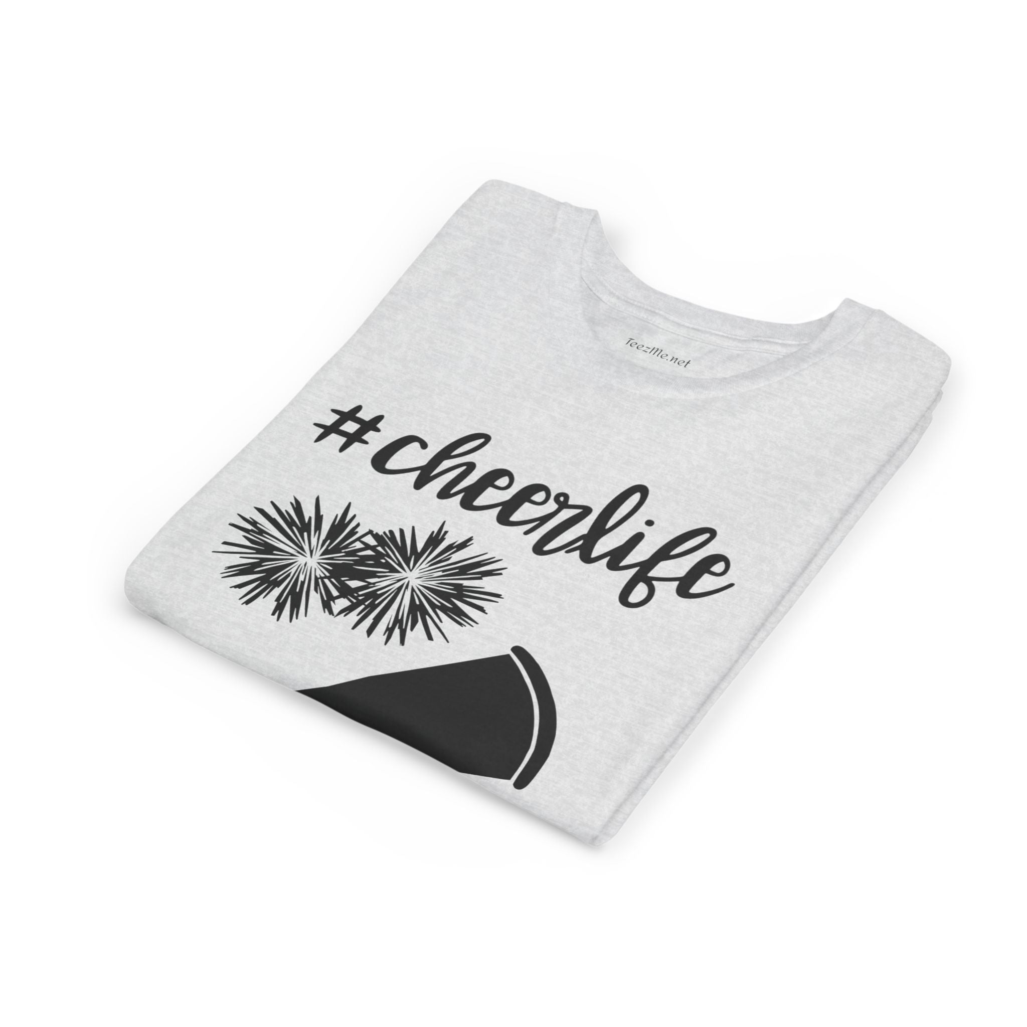 Youth Cheer Tee - “#cheerlife” Megaphone & Pom Design
