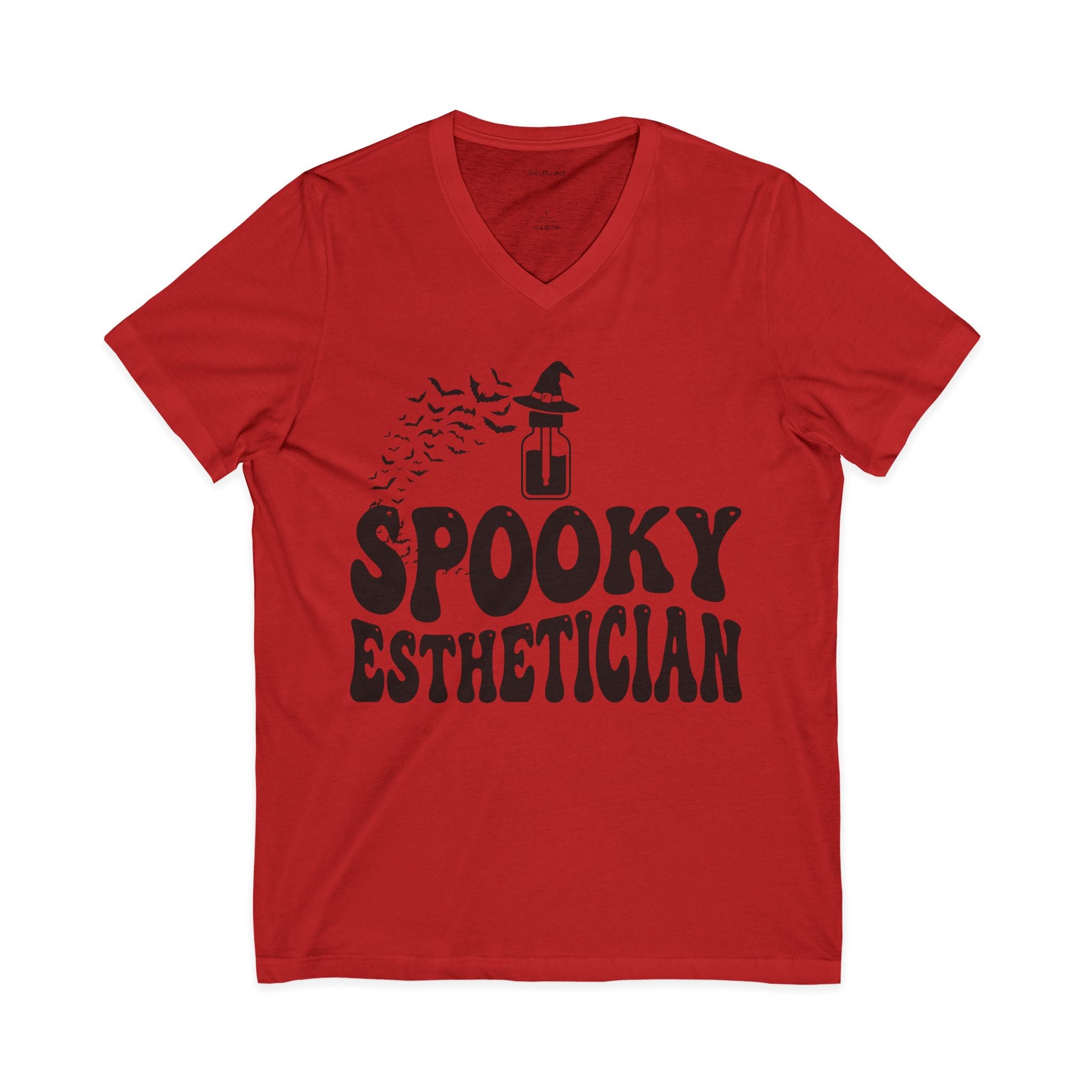Spooky Esthetician V-Neck T-Shirt — Halloween Witch Skincare Tee