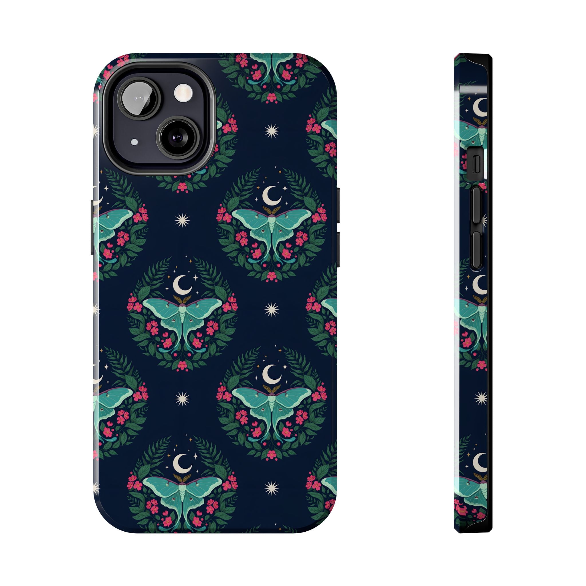 Moon Moth Tough Phone Case — Botanical Nightscape Protective Cover