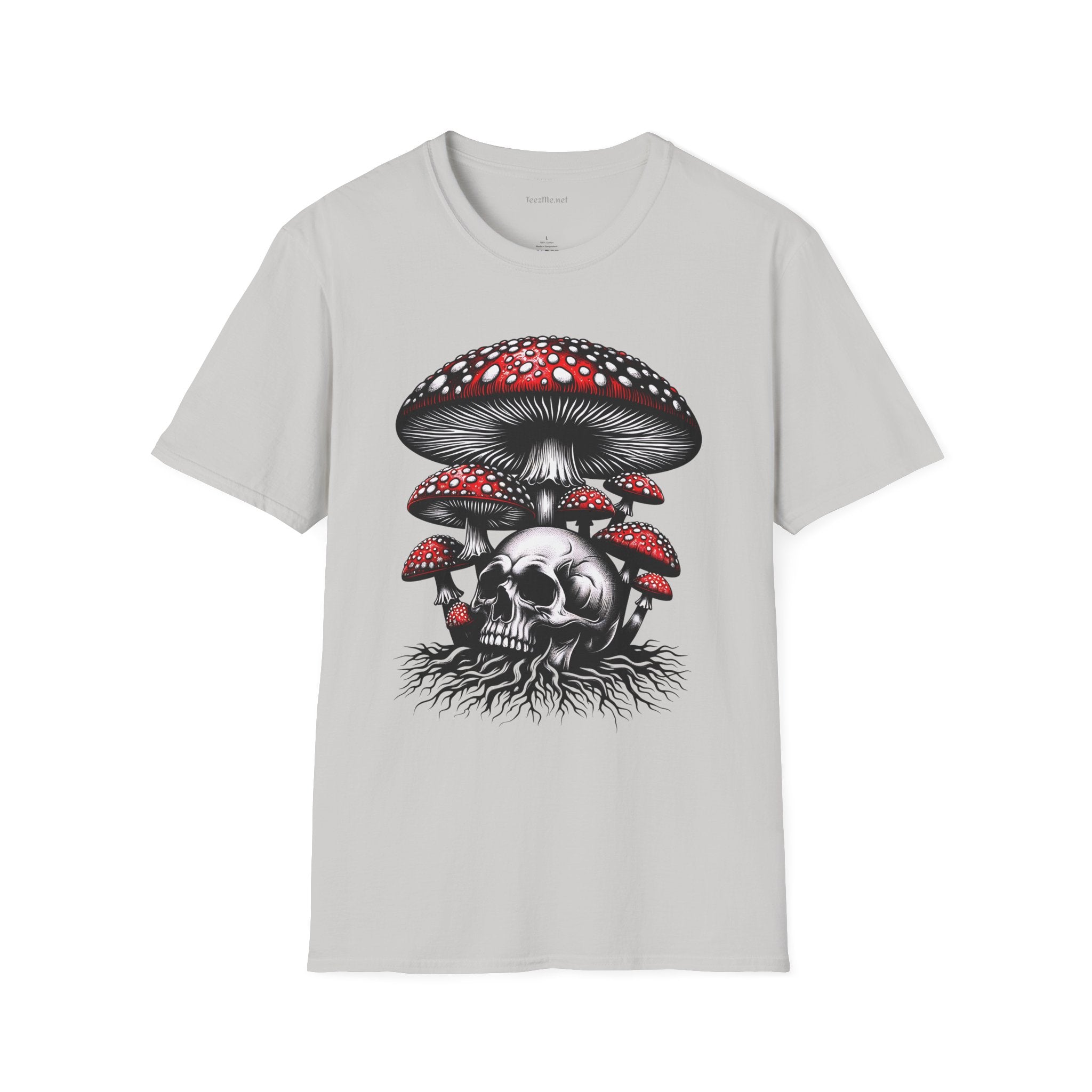 Skull with Mushroom Unisex Softstyle T-Shirt 100% Cotton Graphic