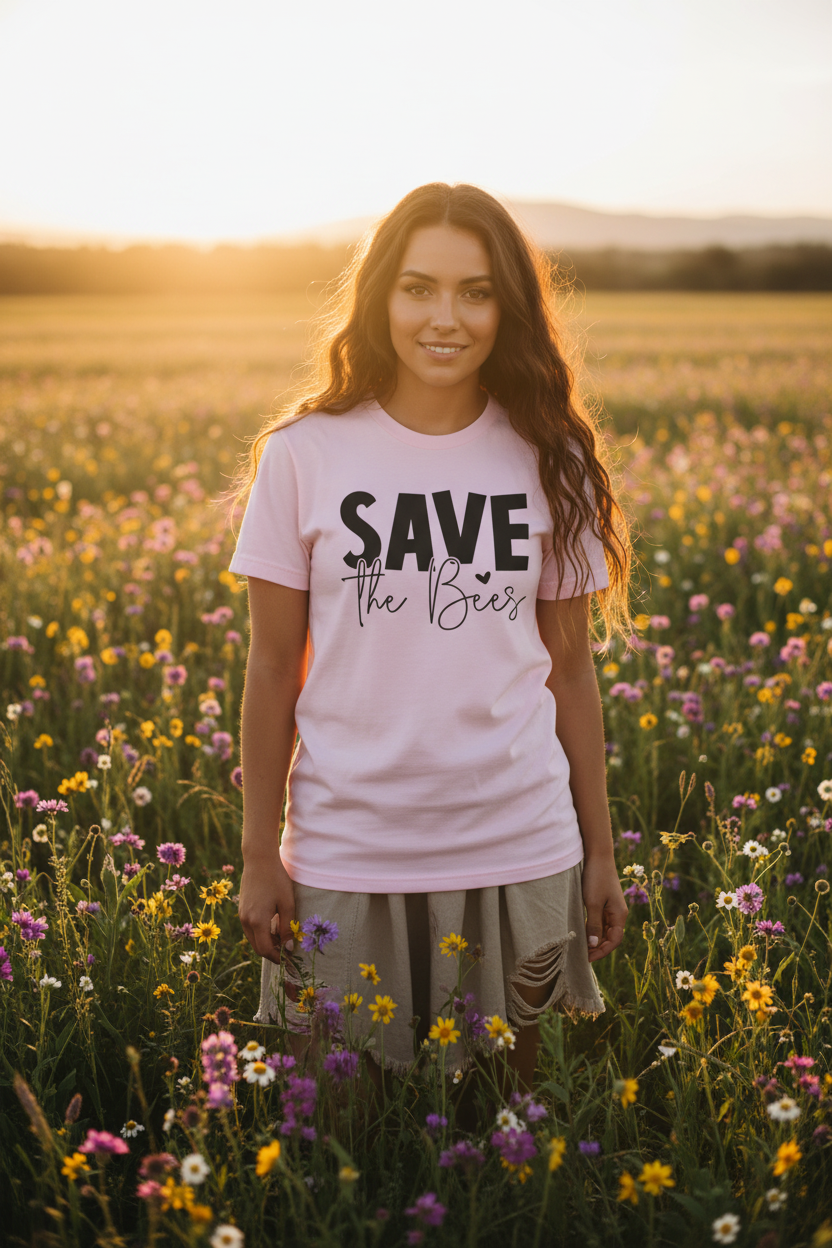 Save The Bees 03 Unisex Soft Style T-Shirt 100% Cotton Graphic