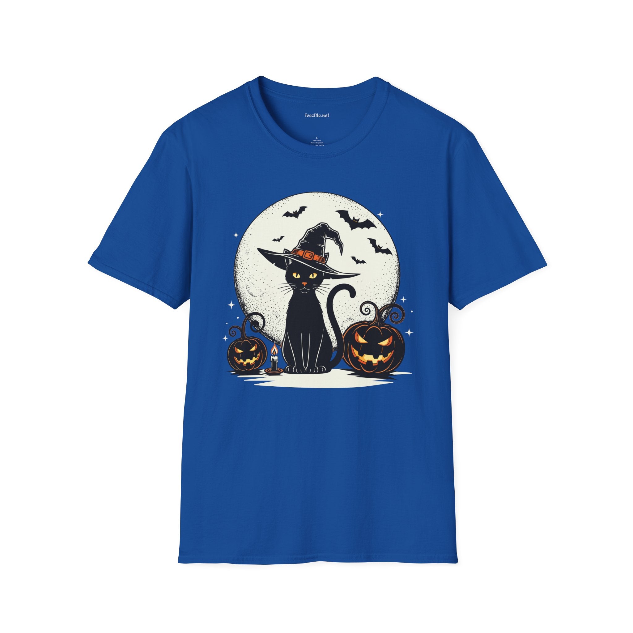 Cat with pumpkin Unisex Softstyle T-Shirt 100% Cotton Graphic