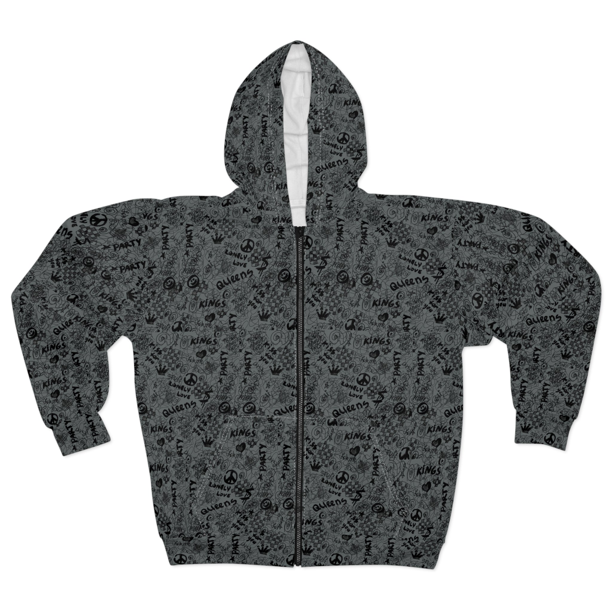 Street Style Grunge Unisex Zip Hoodie (AOP)