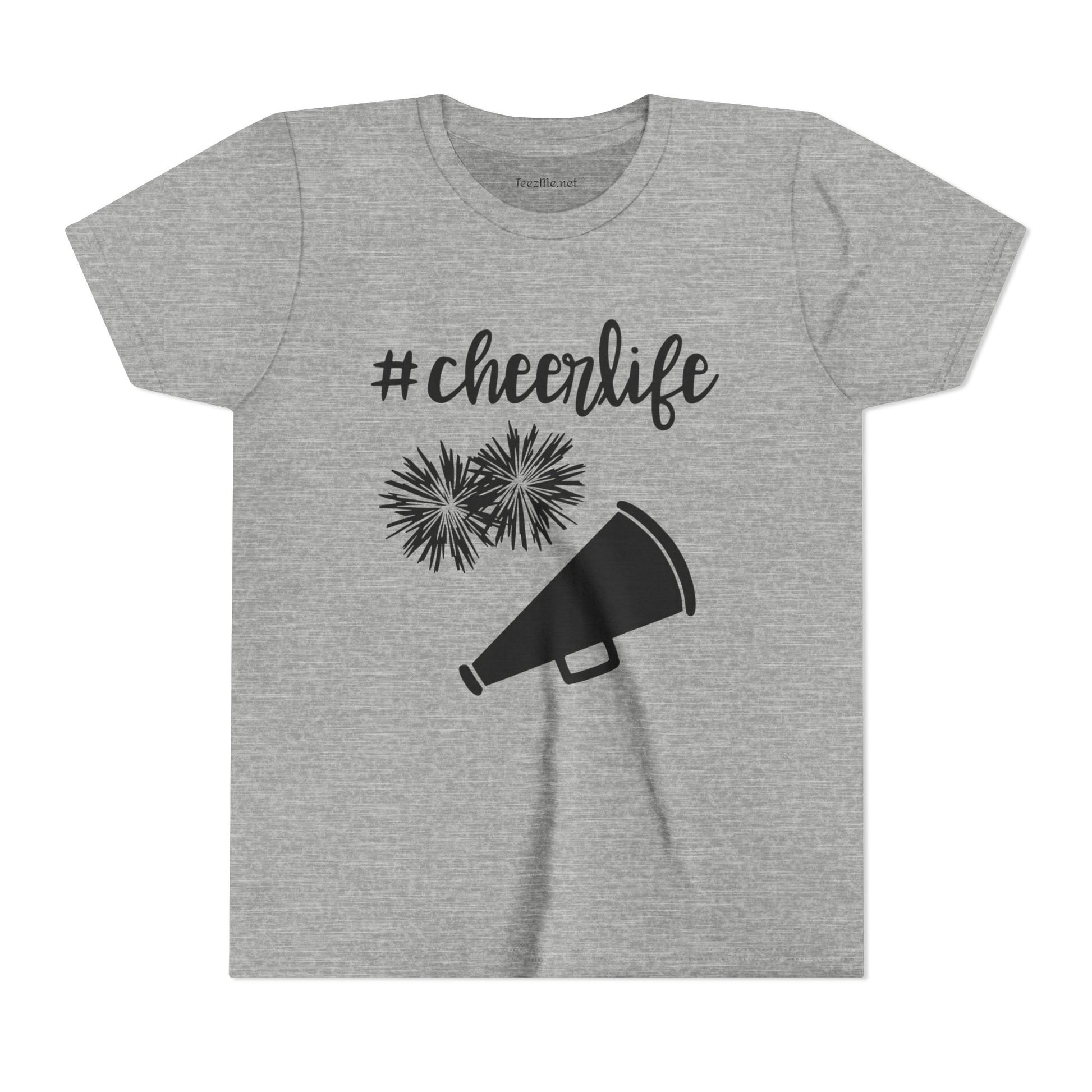 Youth Cheer Tee - “#cheerlife” Megaphone & Pom Design