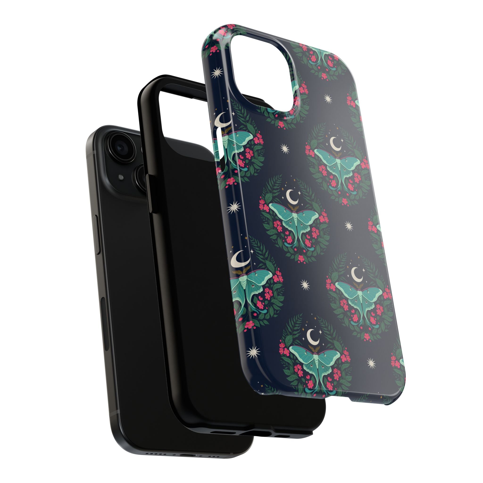 Moon Moth Tough Phone Case — Botanical Nightscape Protective Cover