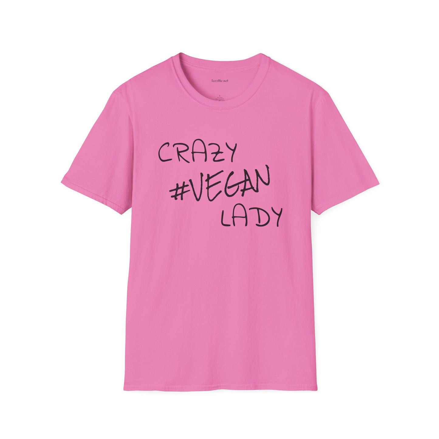 Crazy #Vegan Lady Unisex Softstyle T-Shirt 100% Cotton Graphic