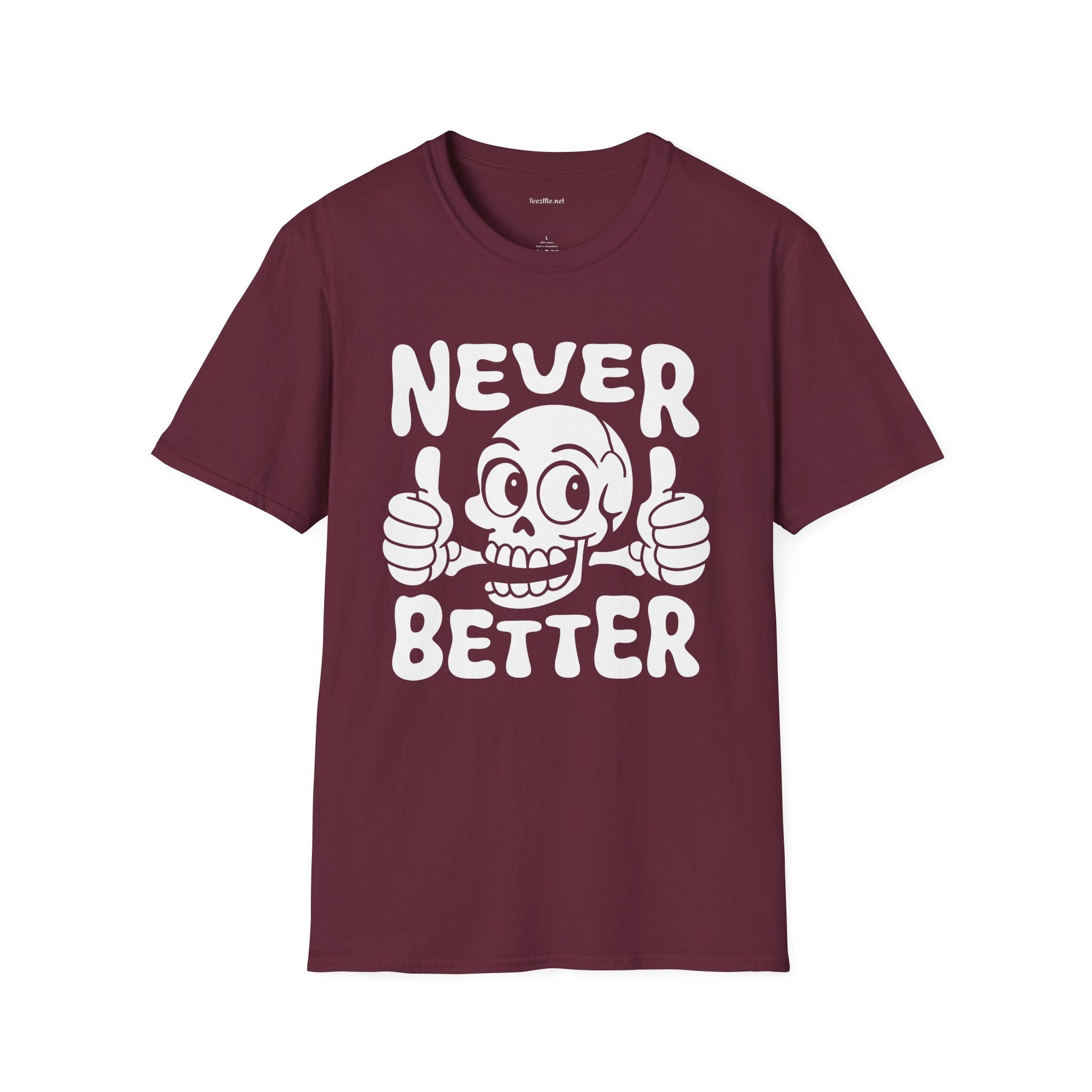 Never Better Skull Tee — Retro Thumbs-Up Graphic T-Shirt