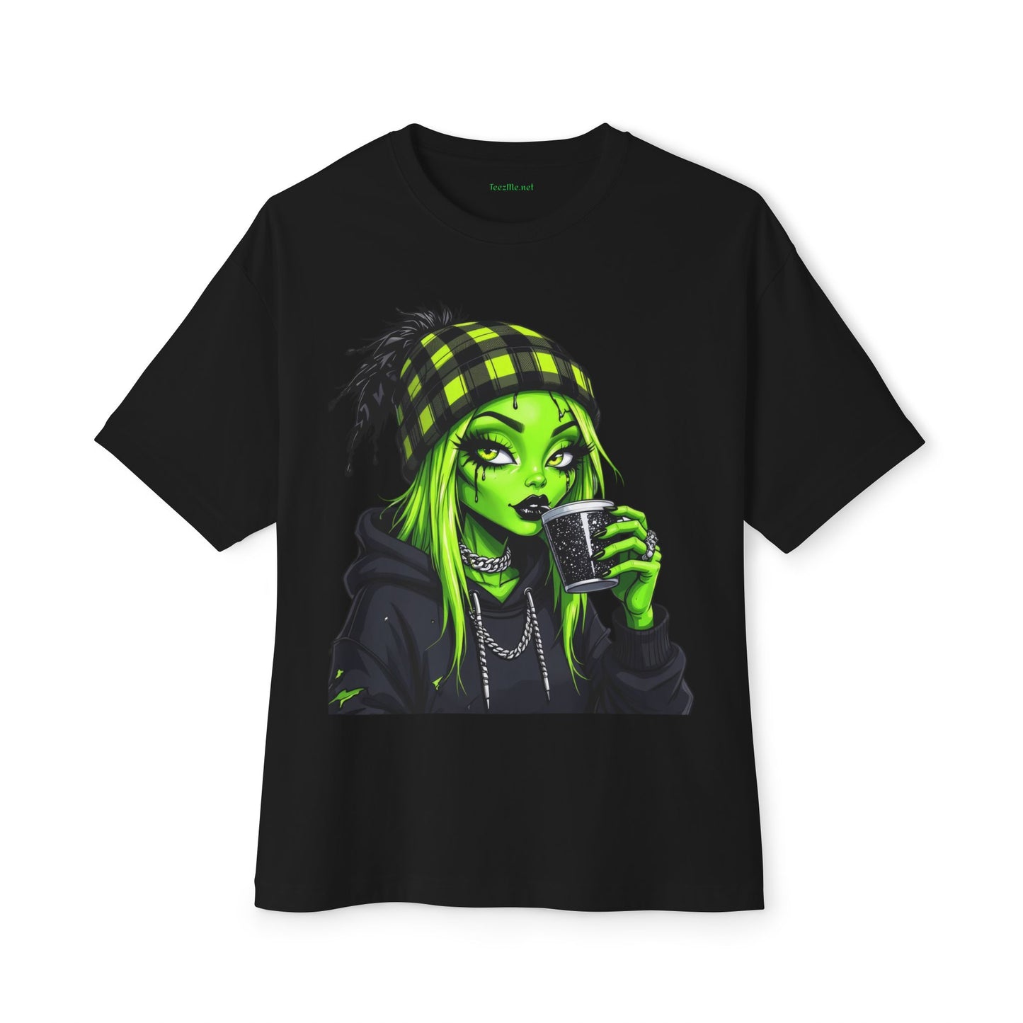 Alien Coffee Girl Unisex Oversized Boxy Tee