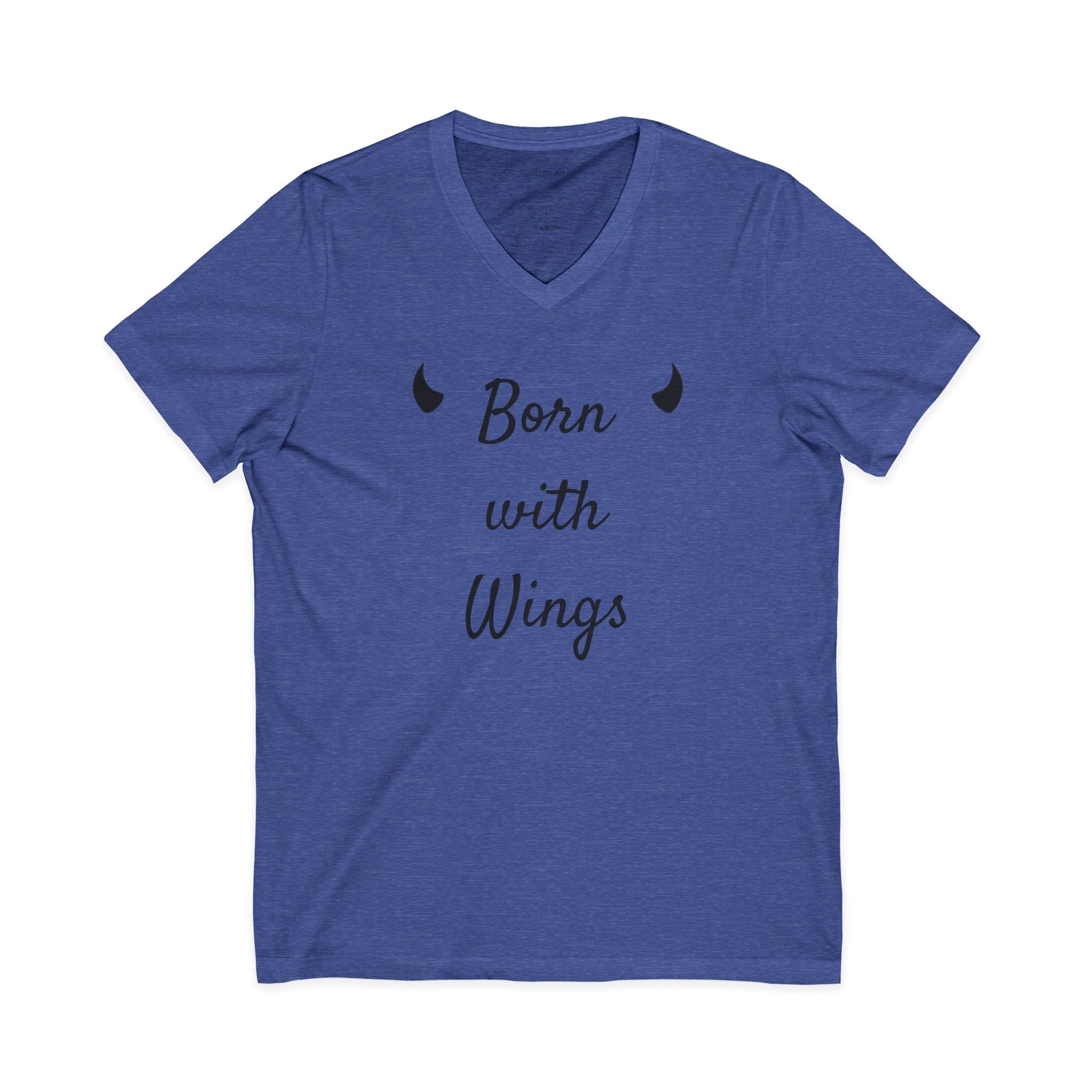 Born with Wings - Unisex Jersey Short Sleeve V-Neck Tee