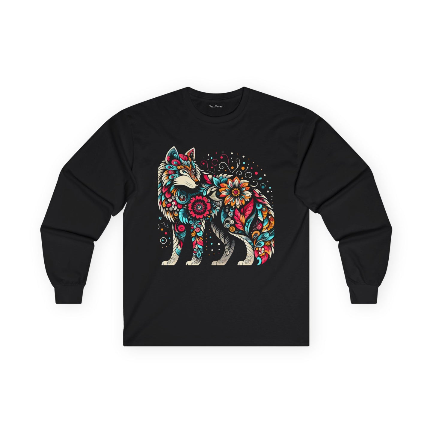 Wolf Floral1 Unisex Ultra Cotton Long Sleeve Tee