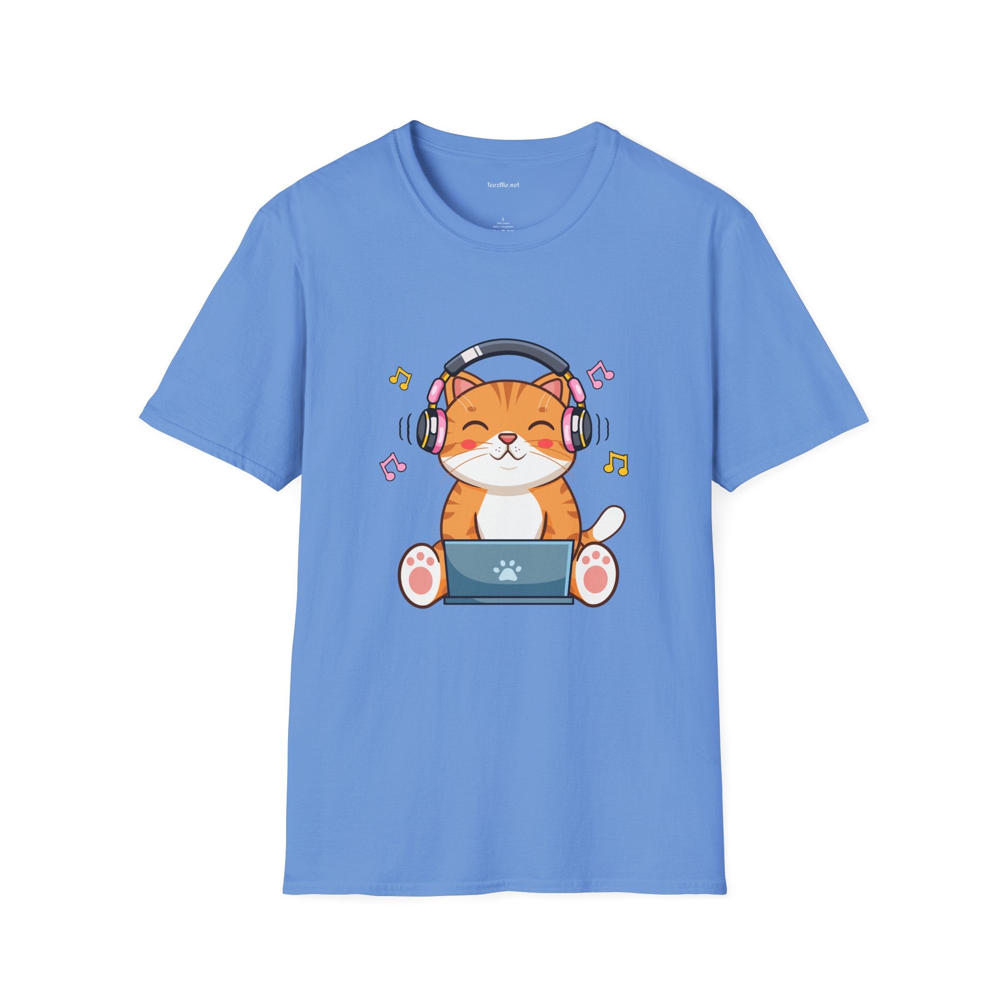 Cat with Headphones T-Shirt — Cute Music Kitty Tee