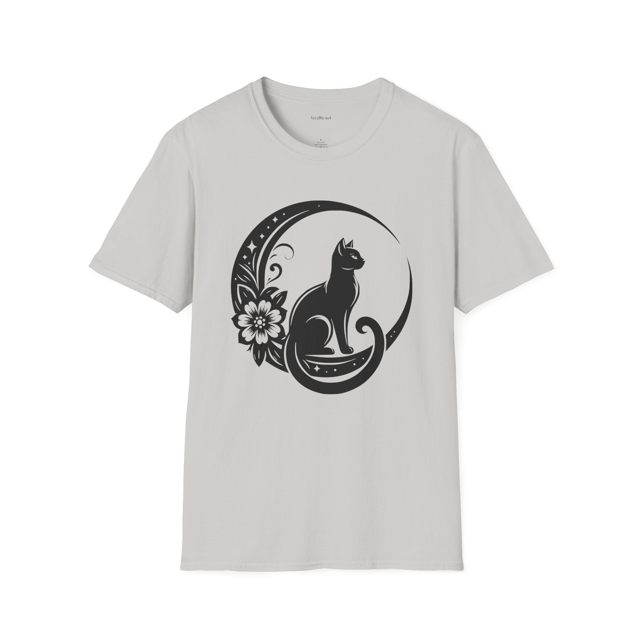 Crescent Moon Cat - Unisex Softstyle T-Shirt 100% Cotton Graphic