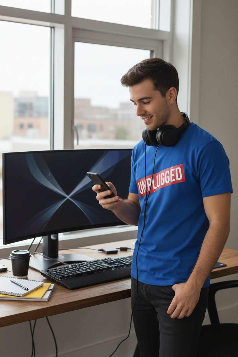 UNPLUGGED Unisex Softstyle T-Shirt 100% Cotton Graphic