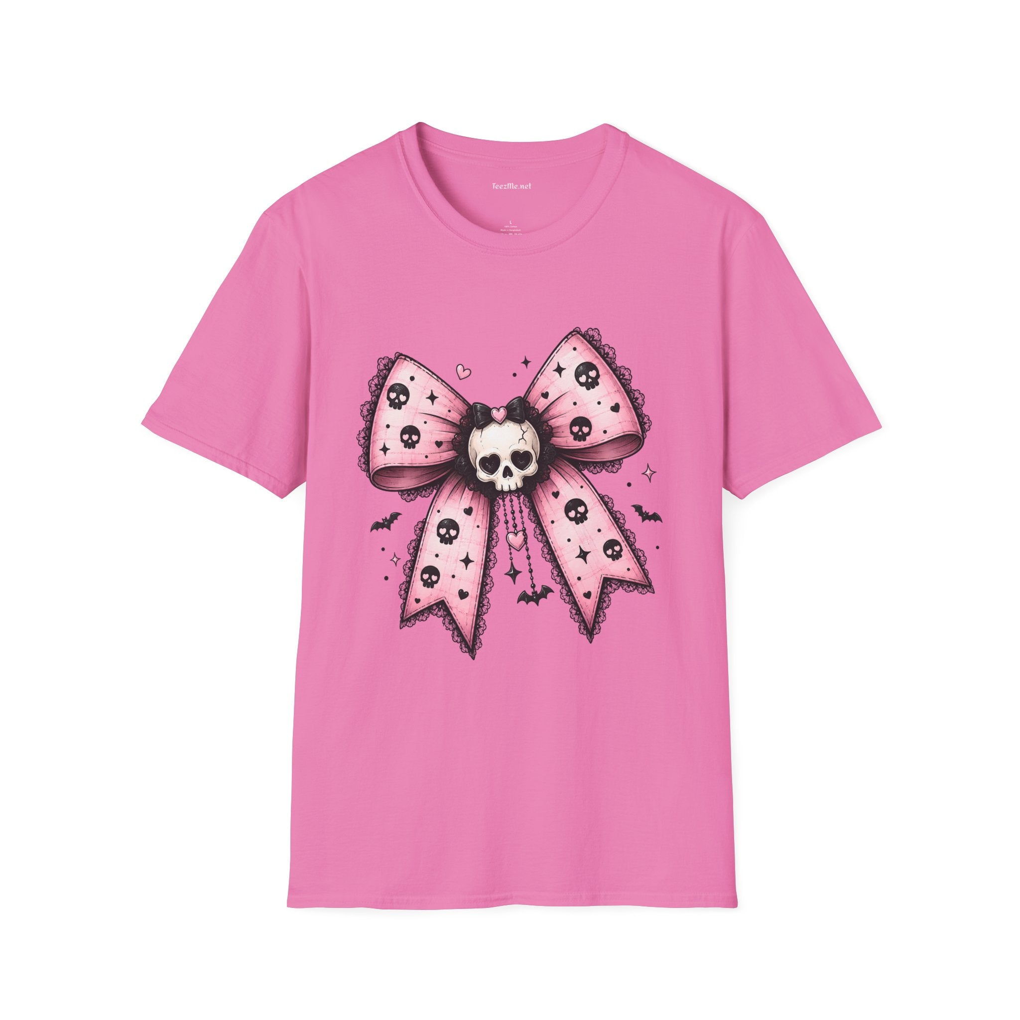 Skull Bow T-Shirt — Gothic Pink Ribbon Tee