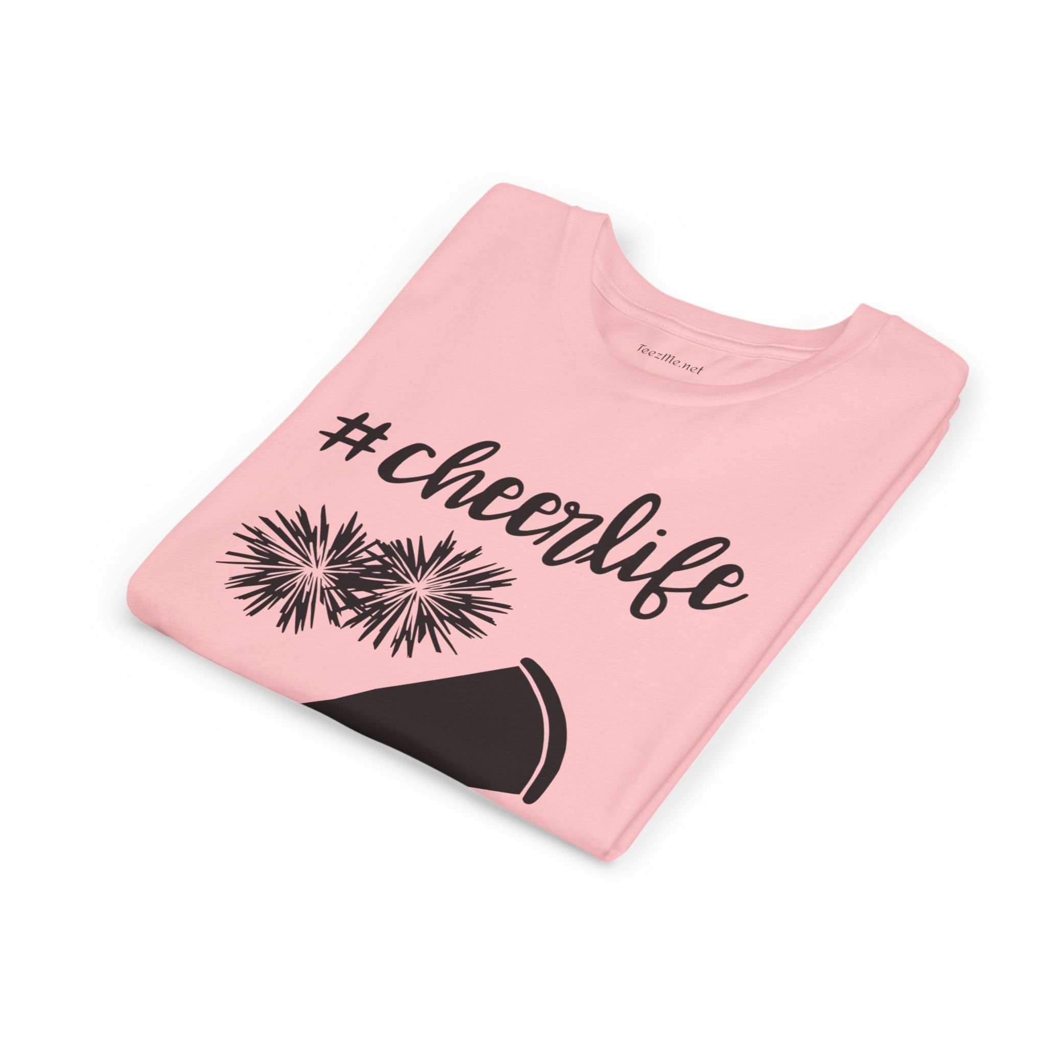 Youth Cheer Tee - “#cheerlife” Megaphone & Pom Design