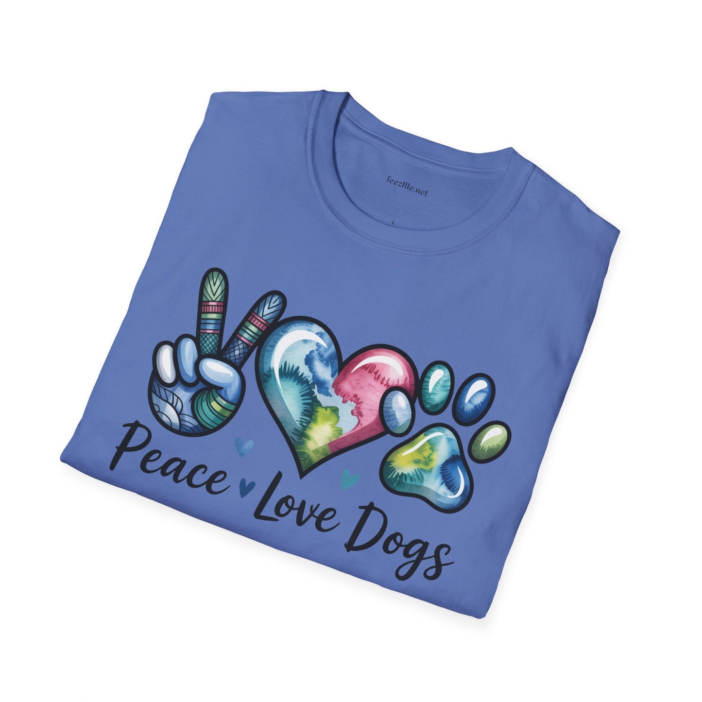 Peace Love Dogs Unisex Soft Style T-Shirt 100% Cotton Graphic