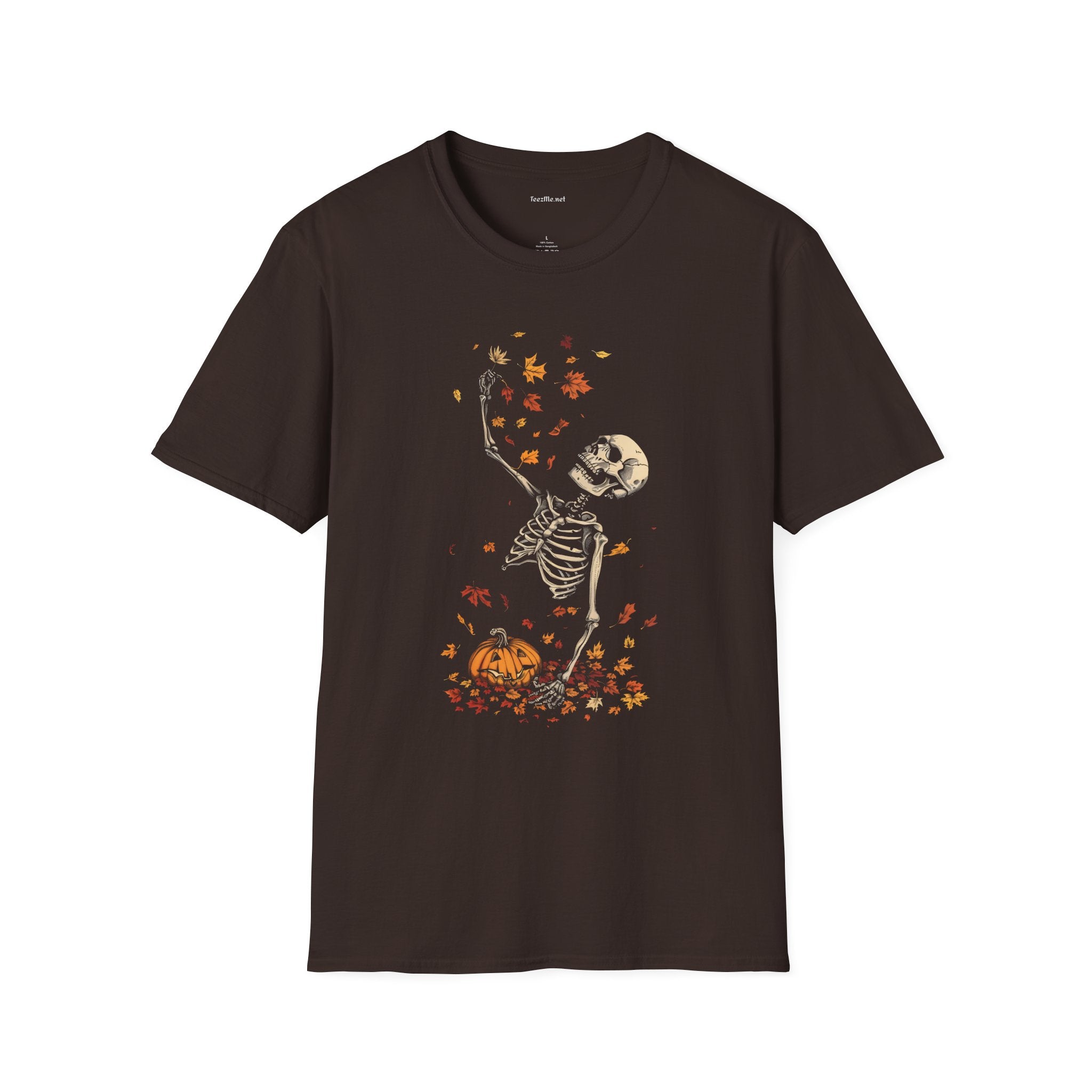Skeleton & Falling Leaves Halloween T-Shirt