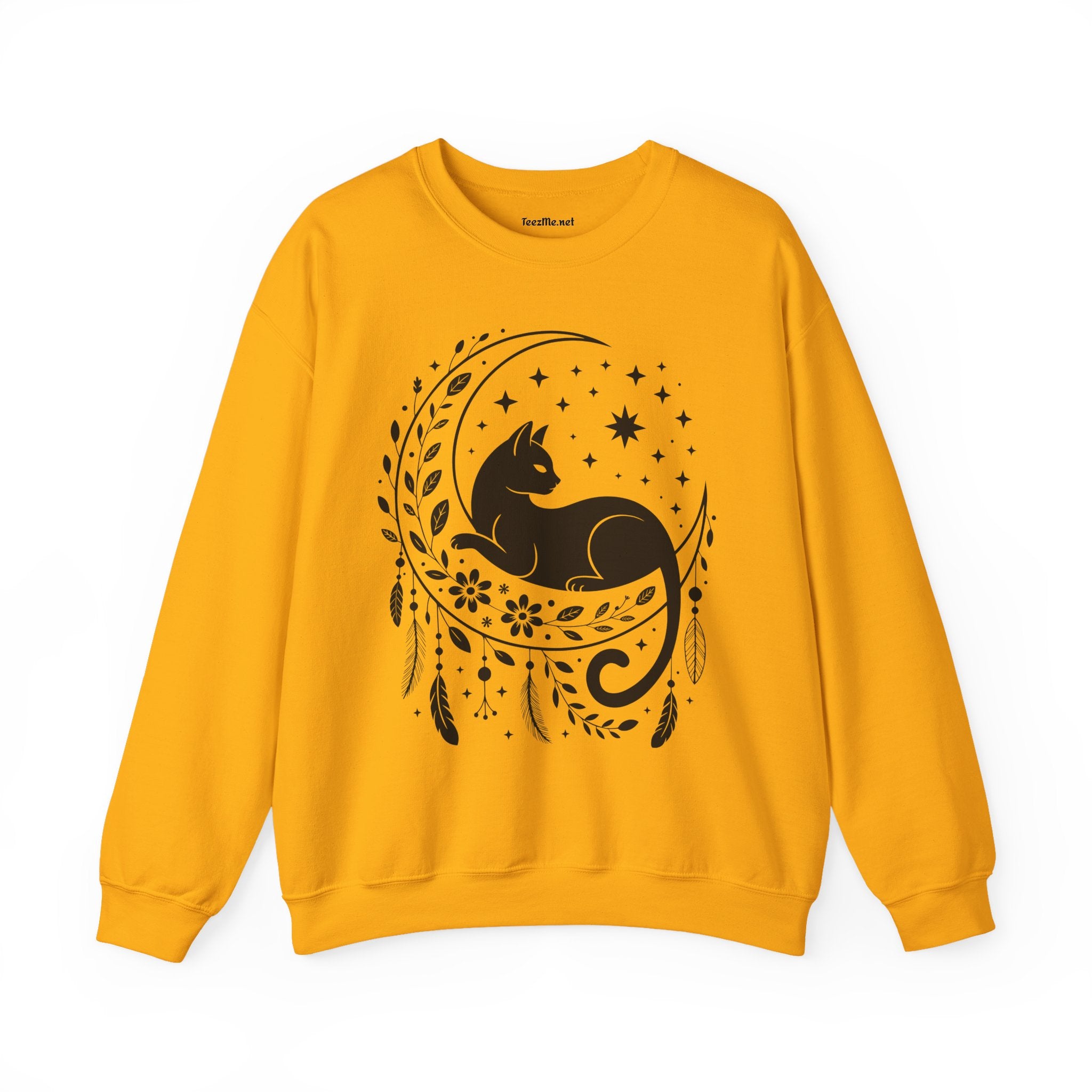 Black Cat Moon Silhouette Unisex Heavy Blend™ Crewneck Sweatshirt Graphic