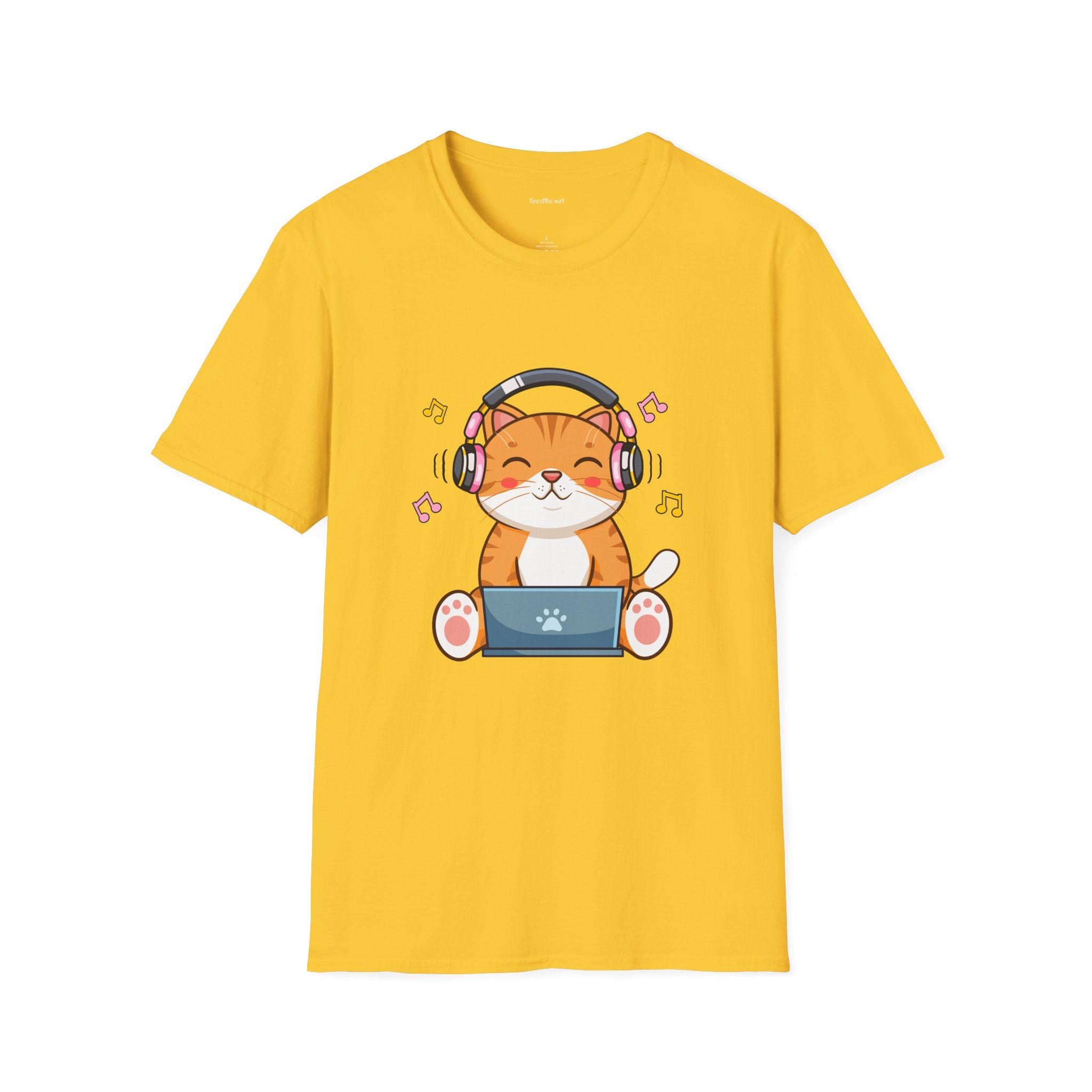 Cat with Headphones T-Shirt — Cute Music Kitty Tee