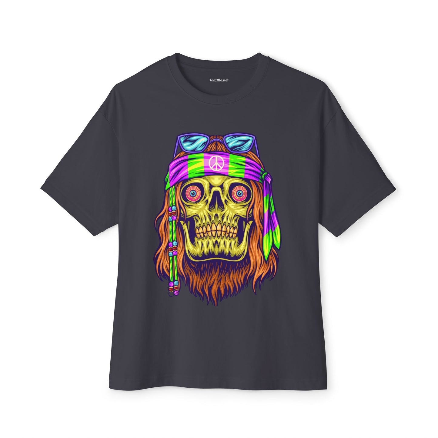 Psychedelic Hippie Skull Unisex Oversized Boxy Tee