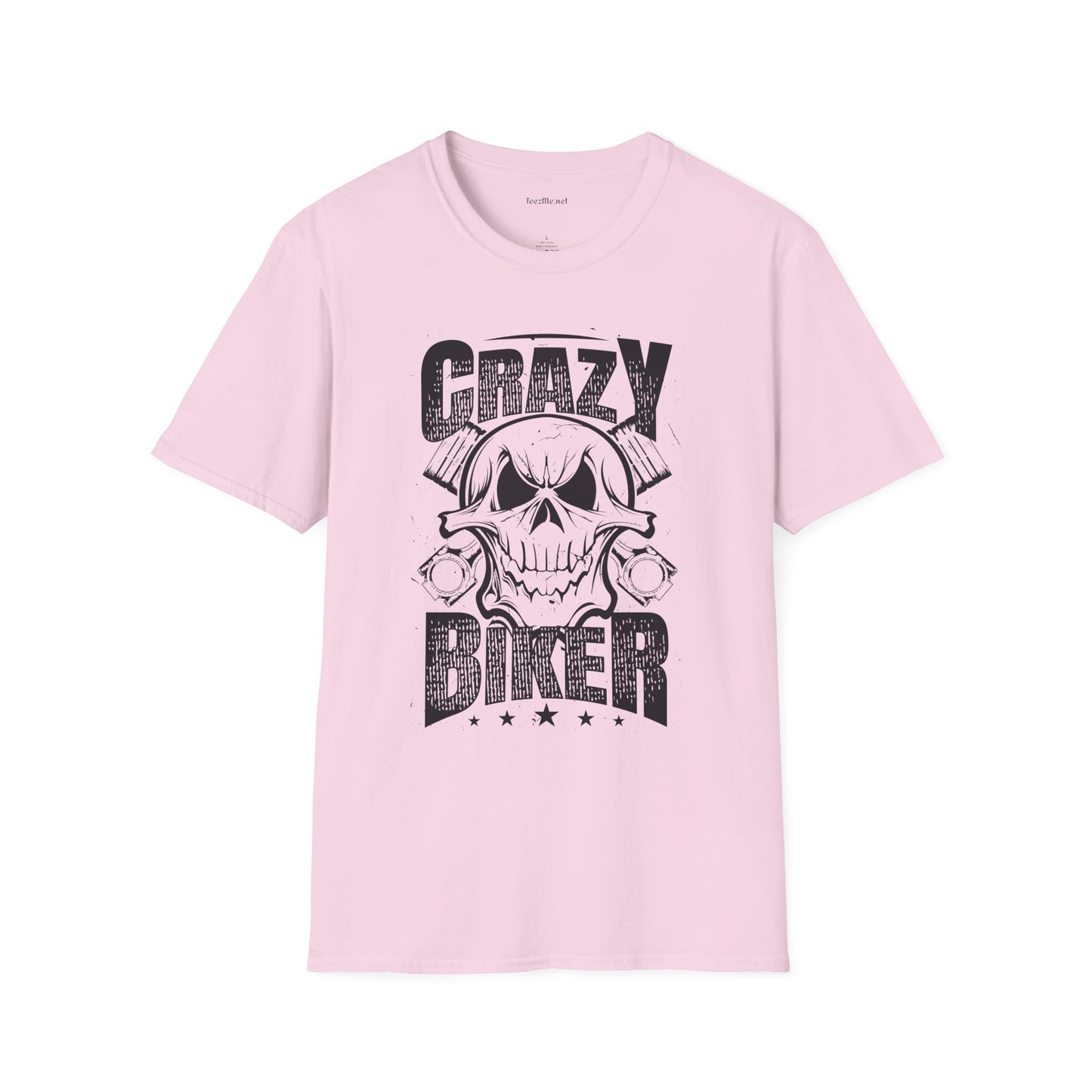 Crazy Biker Unisex Softstyle T-Shirt 100% Cotton Graphic