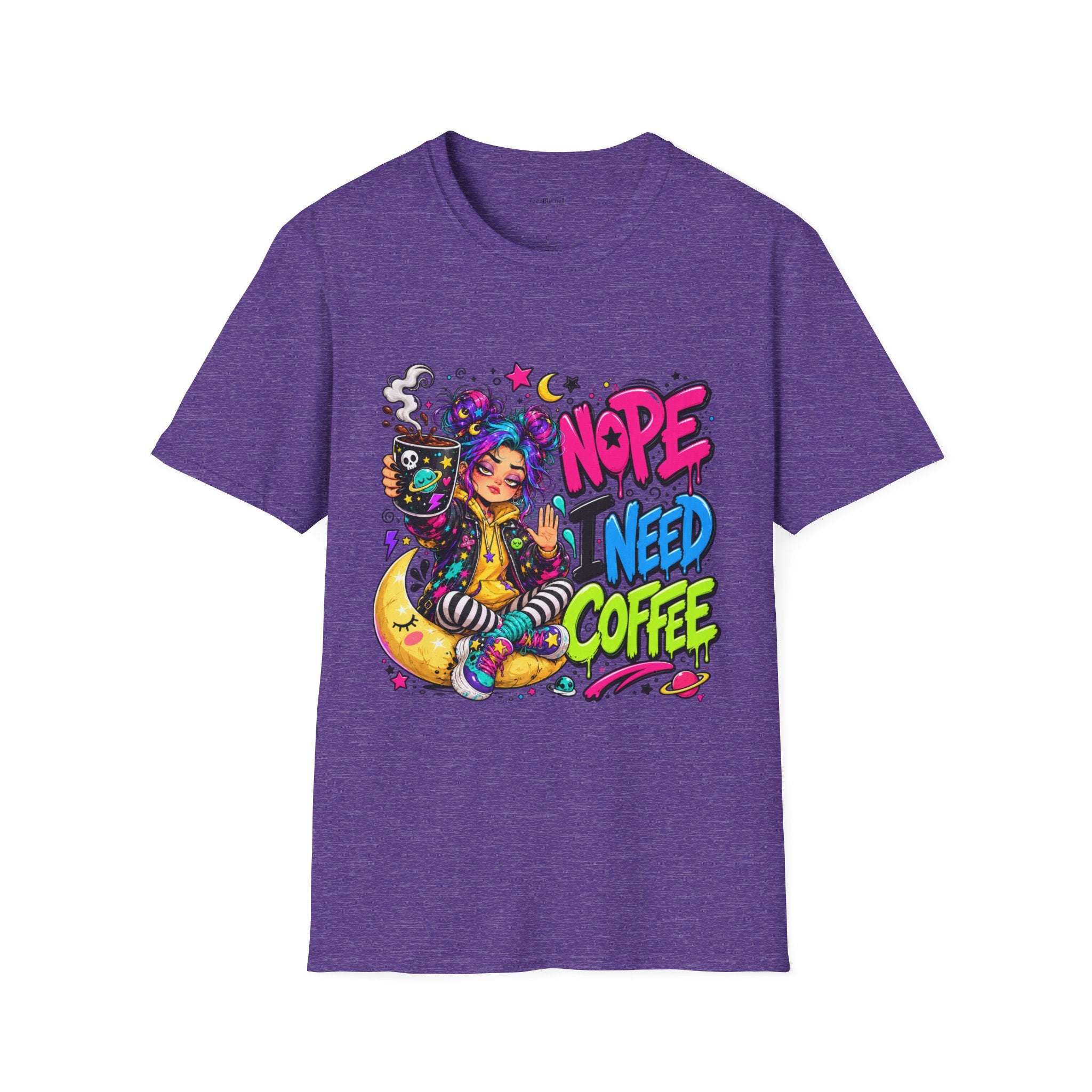 Nope I Need Coffee T‑Shirt — Colorful Coffee Lover Graphic Tee