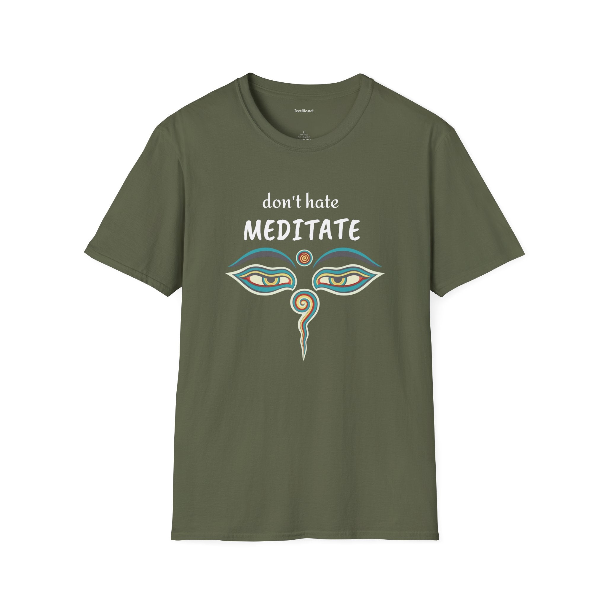 Don't hate MEDITATE - Unisex Softstle T-Shirt 100% Cotton Graphic #yoga